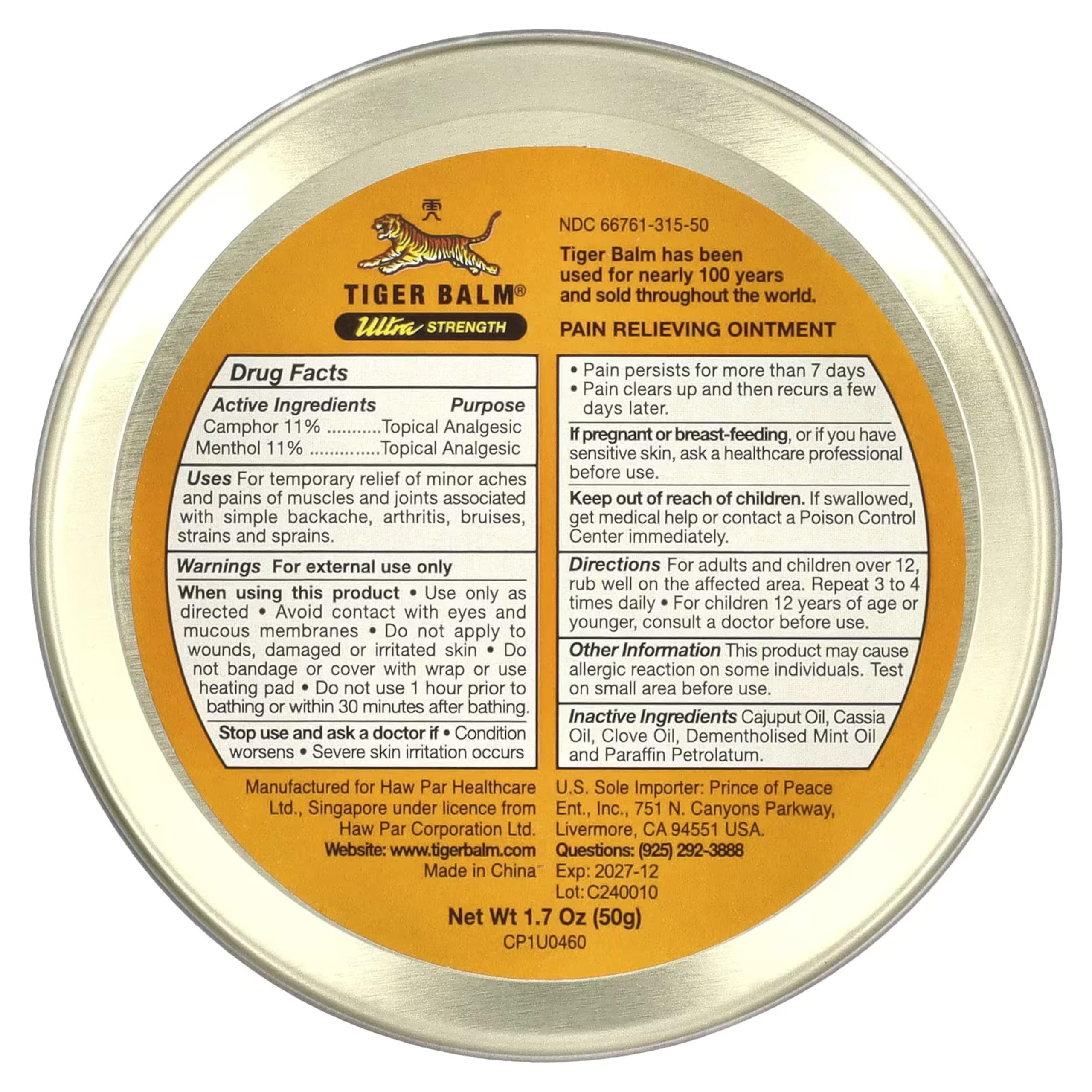 Tiger Balm Sport Rub Pain Relieving Ointment, Ultra Strength 1.70 oz (Pack of 5) Tiger Balm buy supplements canada