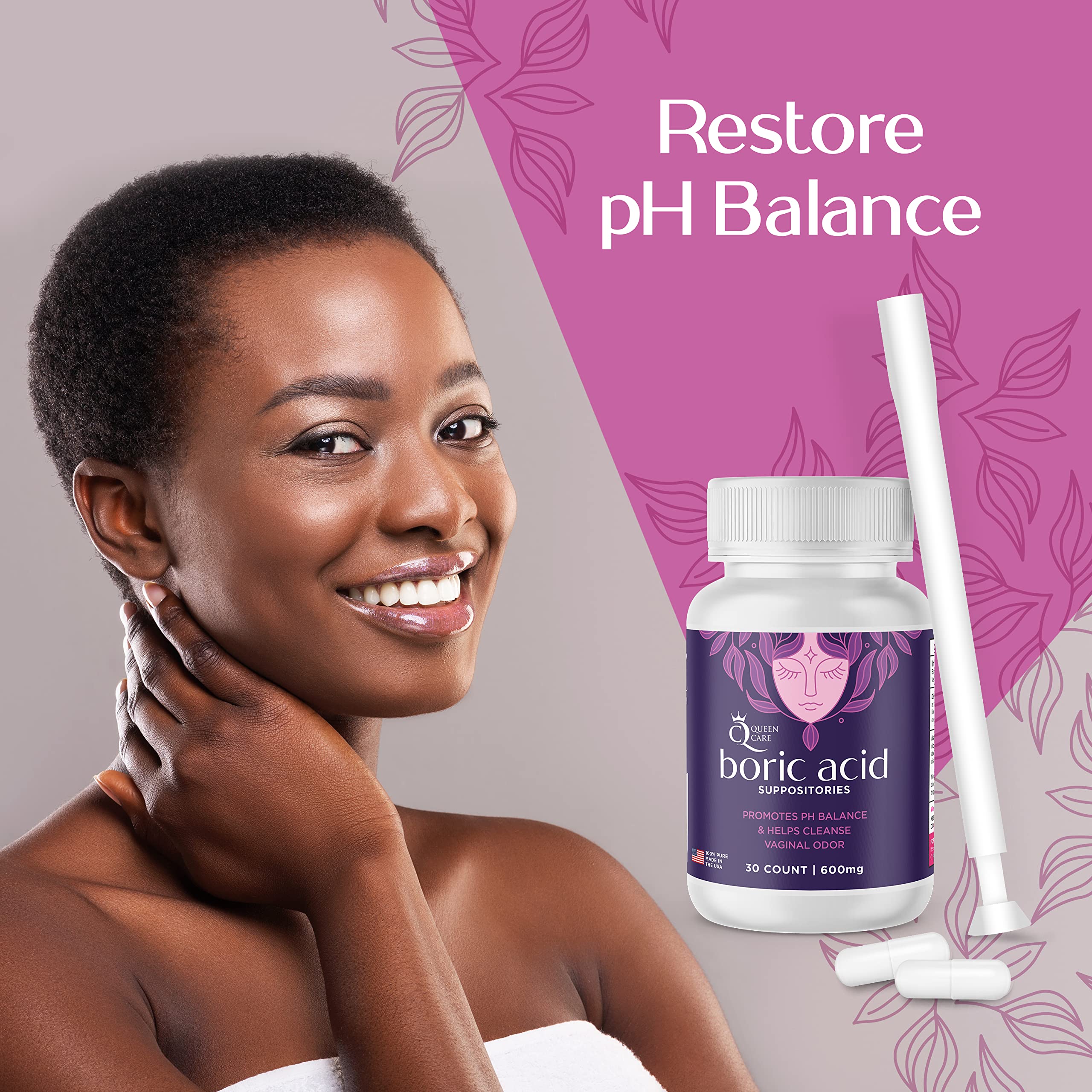 Queen Care - Boric Acid Suppositories & Applicators, Complete Feminine Care, PH Balance for Women Queen Care buy supplements canada