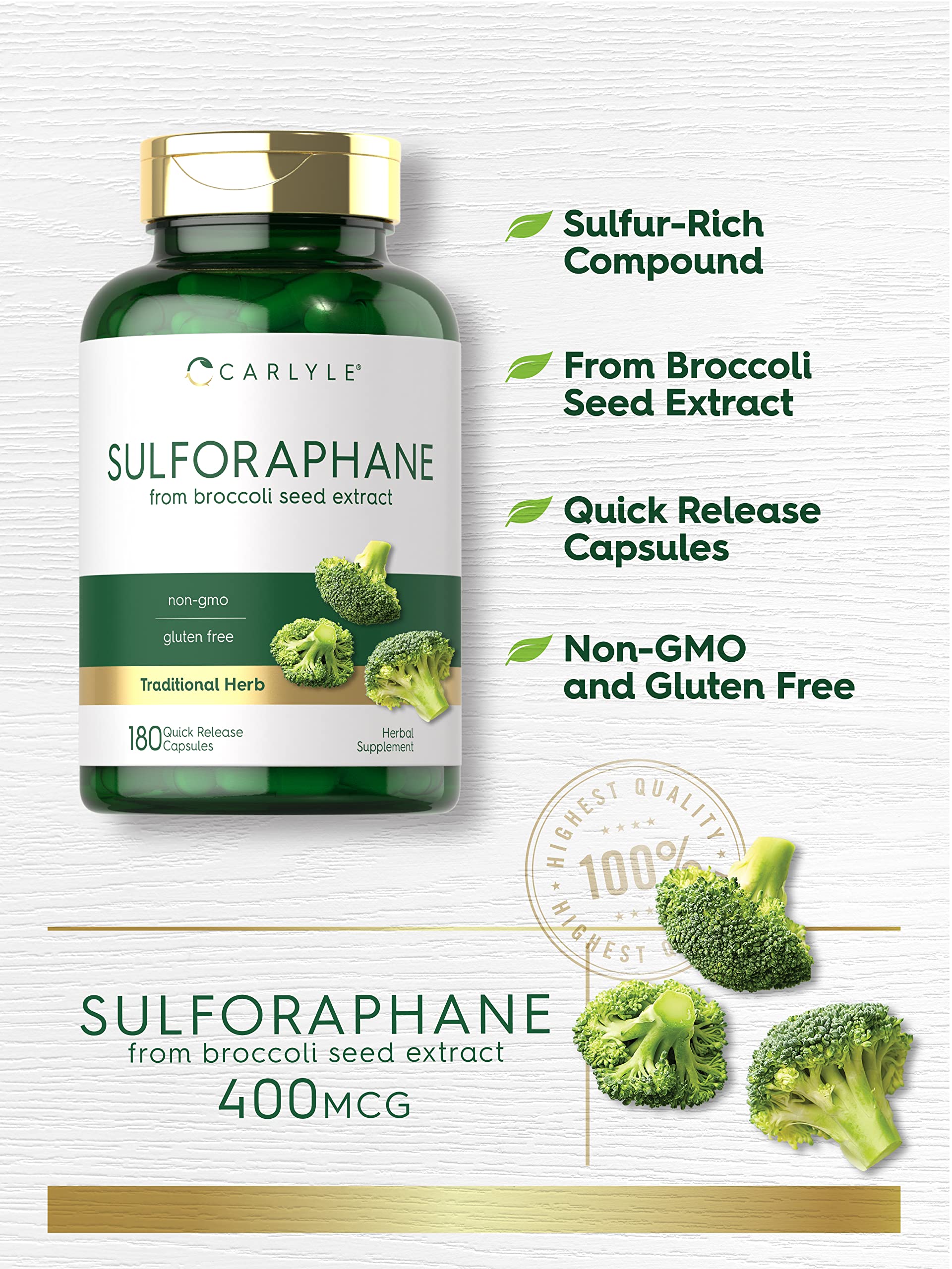 Carlyle Sulforaphane | from Broccoli Seed Extract | 180 Capsules | Traditional Herbal Carlyle buy supplements canada