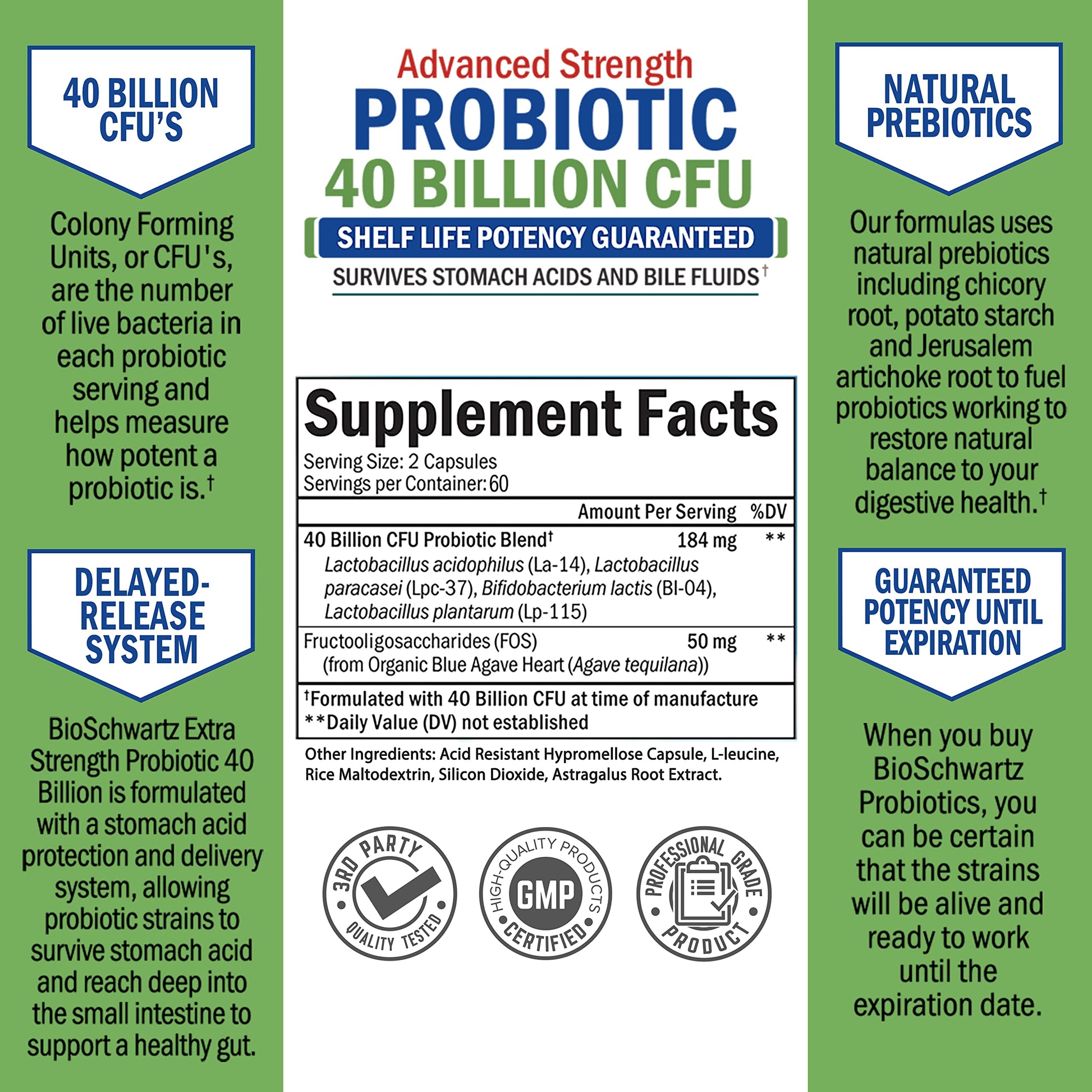 Daily Probiotic Supplement 40 Billion CFU - Gut Health Complex with Astragalus BioSchwartz buy supplements canada