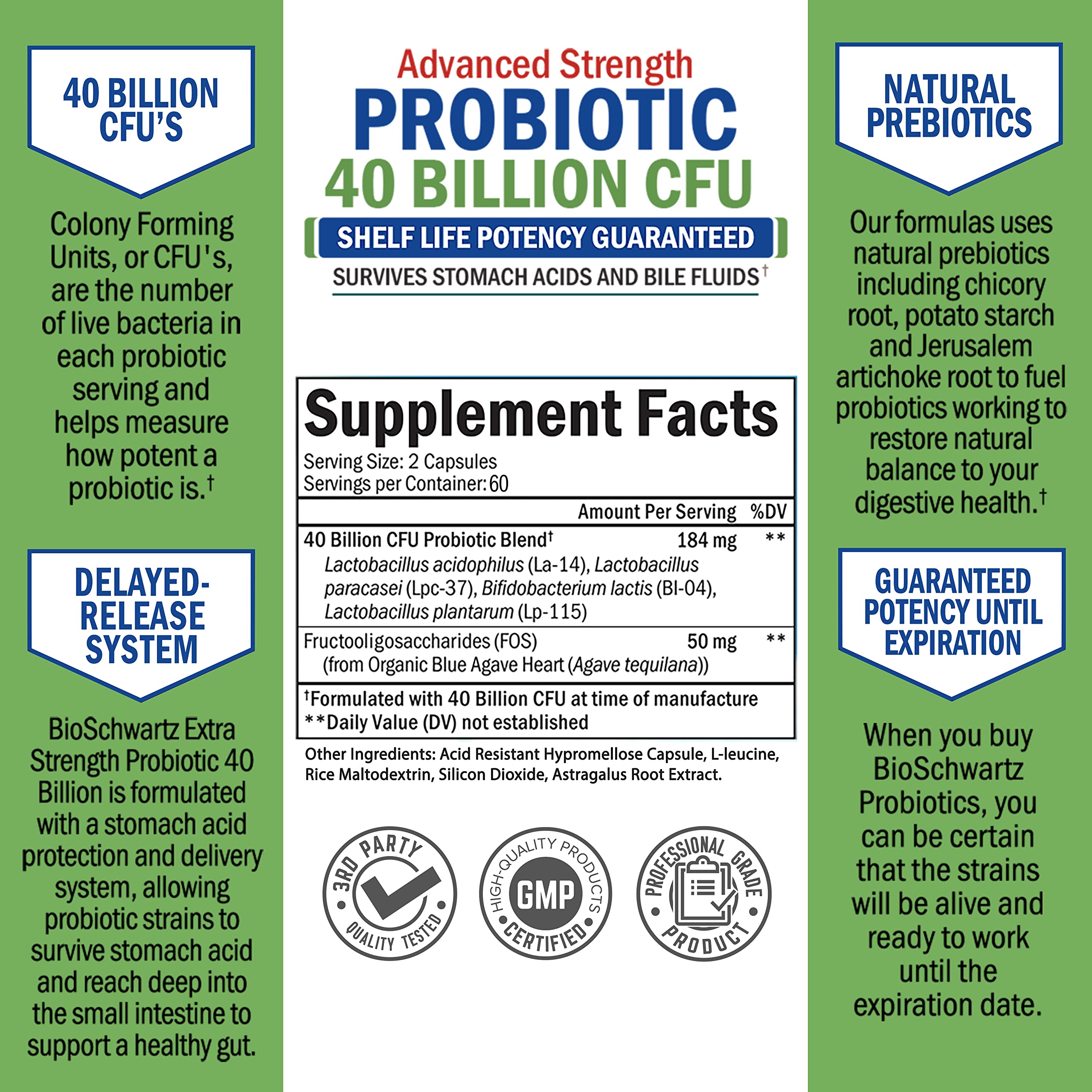 Daily Probiotic Supplement 40 Billion CFU - Gut Health Complex with Astragalus BioSchwartz buy supplements canada