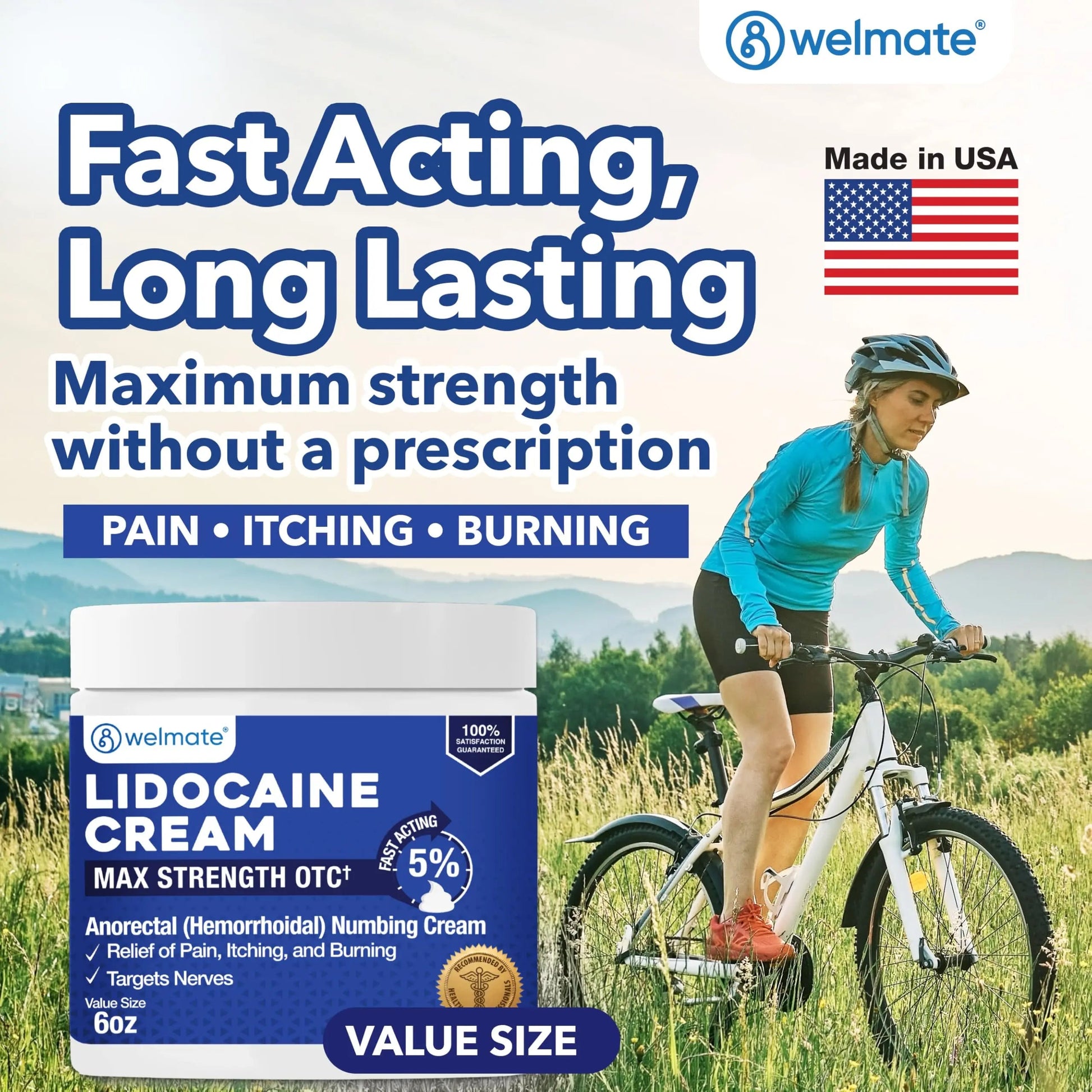 WELMATE 5% Lidocaine Cream for Hemorrhoids, 6 oz Jar – Fast-Acting Lidocaine Numbing Cream & Topical Analgesic Cream for Anorectal Itch Relief WELMATE buy supplements canada