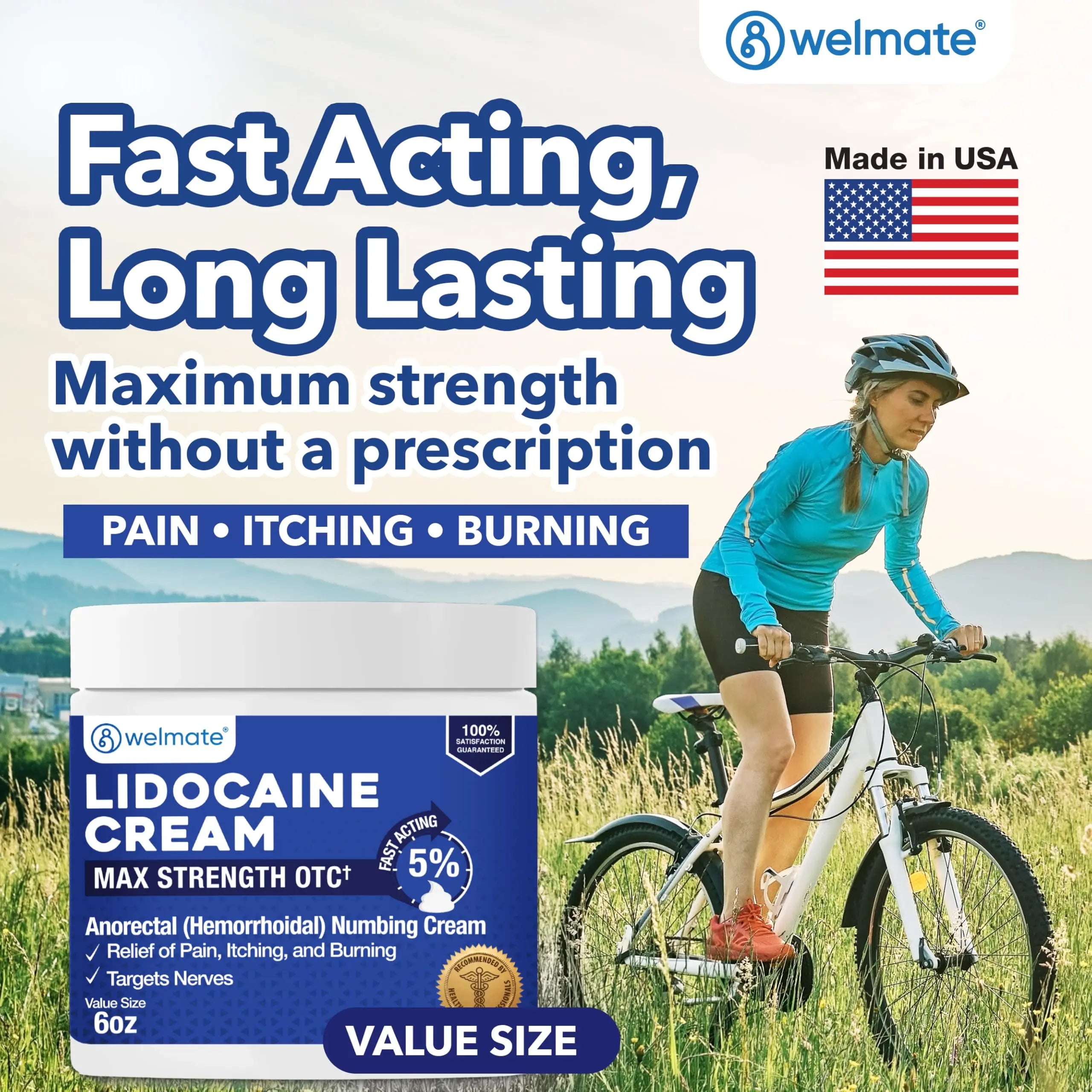 WELMATE 5% Lidocaine Cream for Hemorrhoids, 6 oz Jar – Fast-Acting Lidocaine Numbing Cream & Topical Analgesic Cream for Anorectal Itch Relief WELMATE buy supplements canada