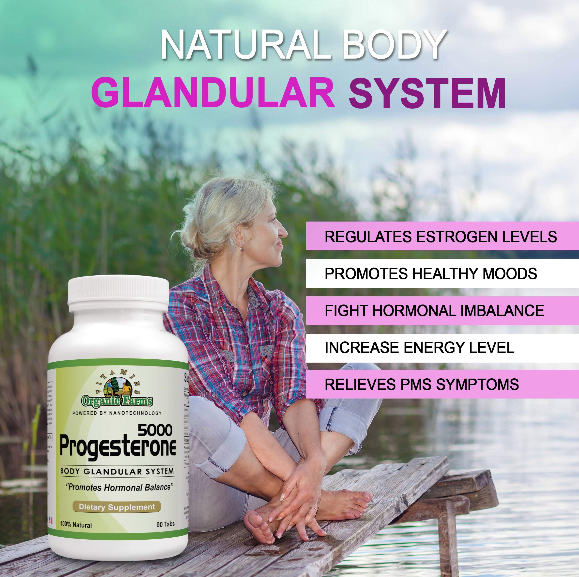 Organic Farm Vitamins Progesterone 5000 - Body glandular System Dietary Supplement, 100% Natural Progesterone Pills - Formula to Balance Hormones - progesterone Supplement, 90 Tablets Organic Farms Vitamins buy supplements canada