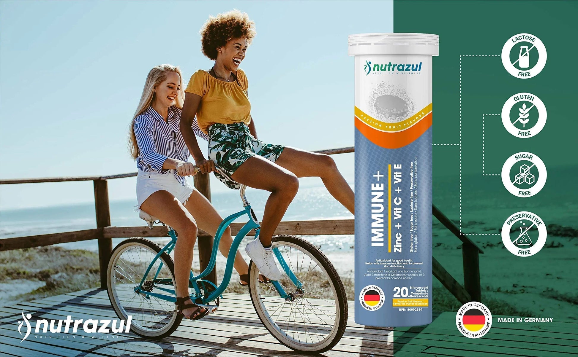 nutrazul Immune+ Effervescent Tablets | Vitamin C and Zinc with Vitamin E | 20 Tablets | Immune Support for Adults & Kids nutrazul buy supplements canada