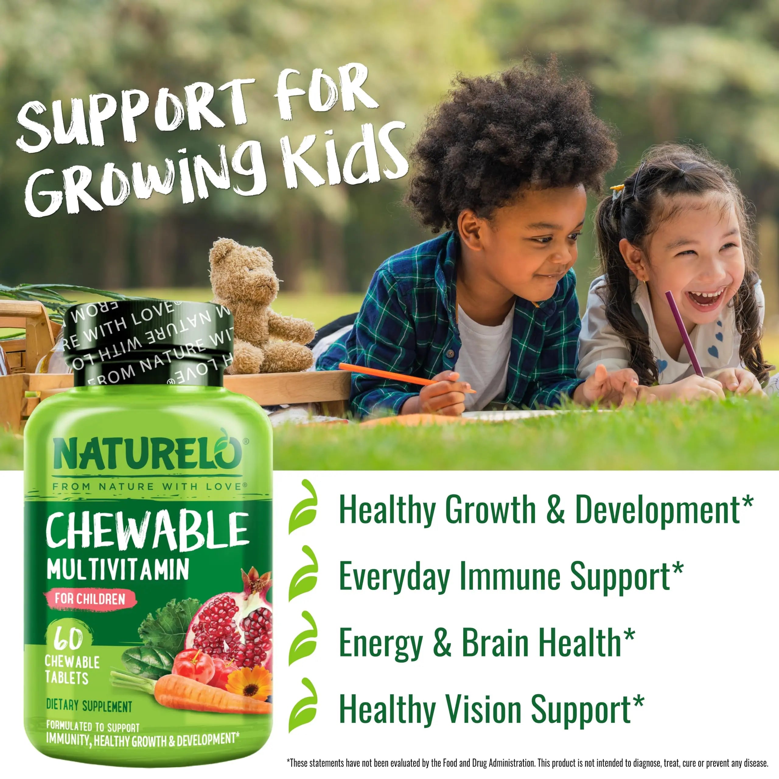 NATURELO Chewable Vitamin for Kids Multivitamin with Whole Food Organic Fruit Blend - 60 Tablets for Children NATURELO buy supplements canada