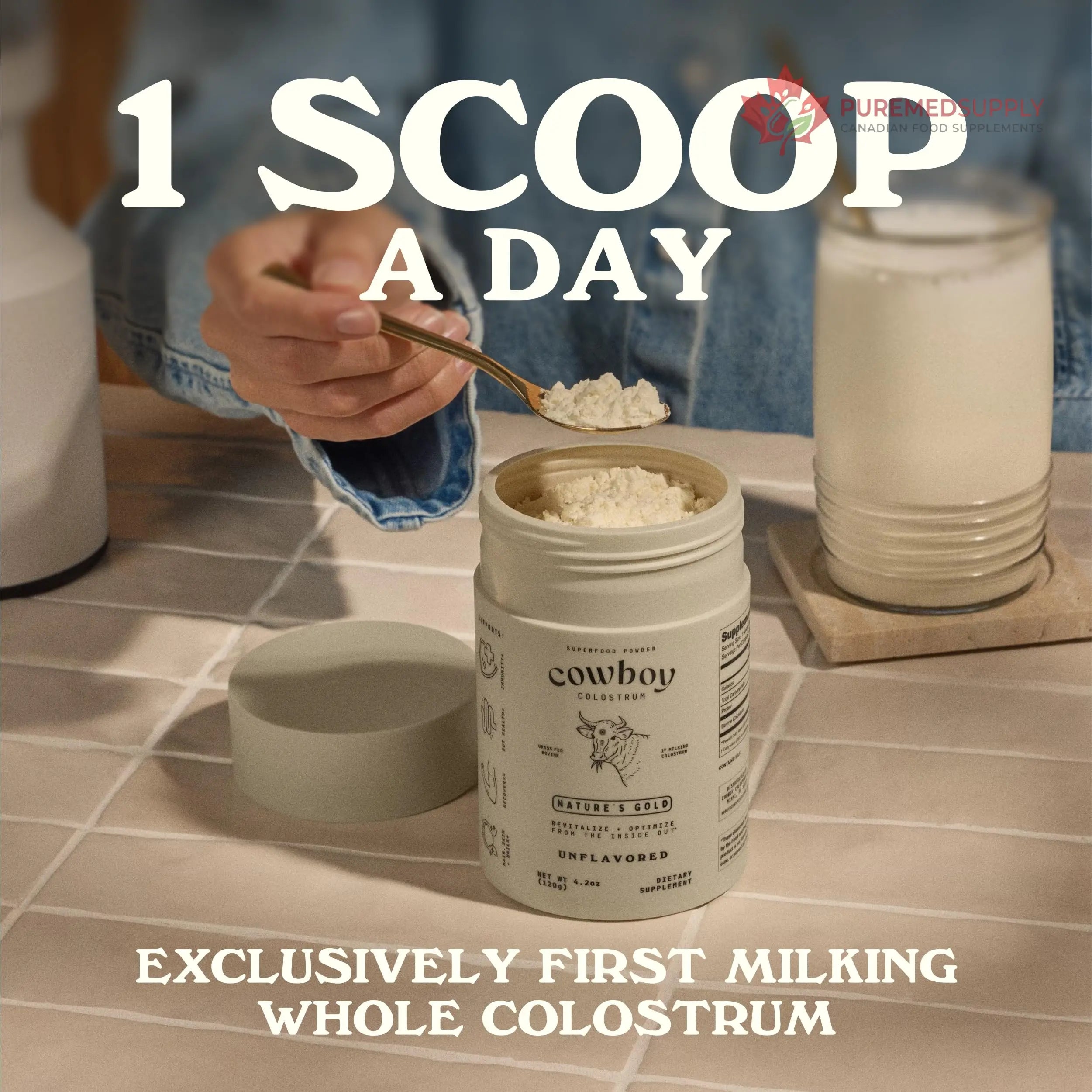 Cowboy - The Exclusive 1st Milking, Whole, Grass Fed Colostrum Supplement for Full Body Health - Sugar Free Bovine Colostrum Powder Packed with Bioactive(Vanilla & Chocolate) Nutrients COWBOY COLOSTRUM buy supplements canada