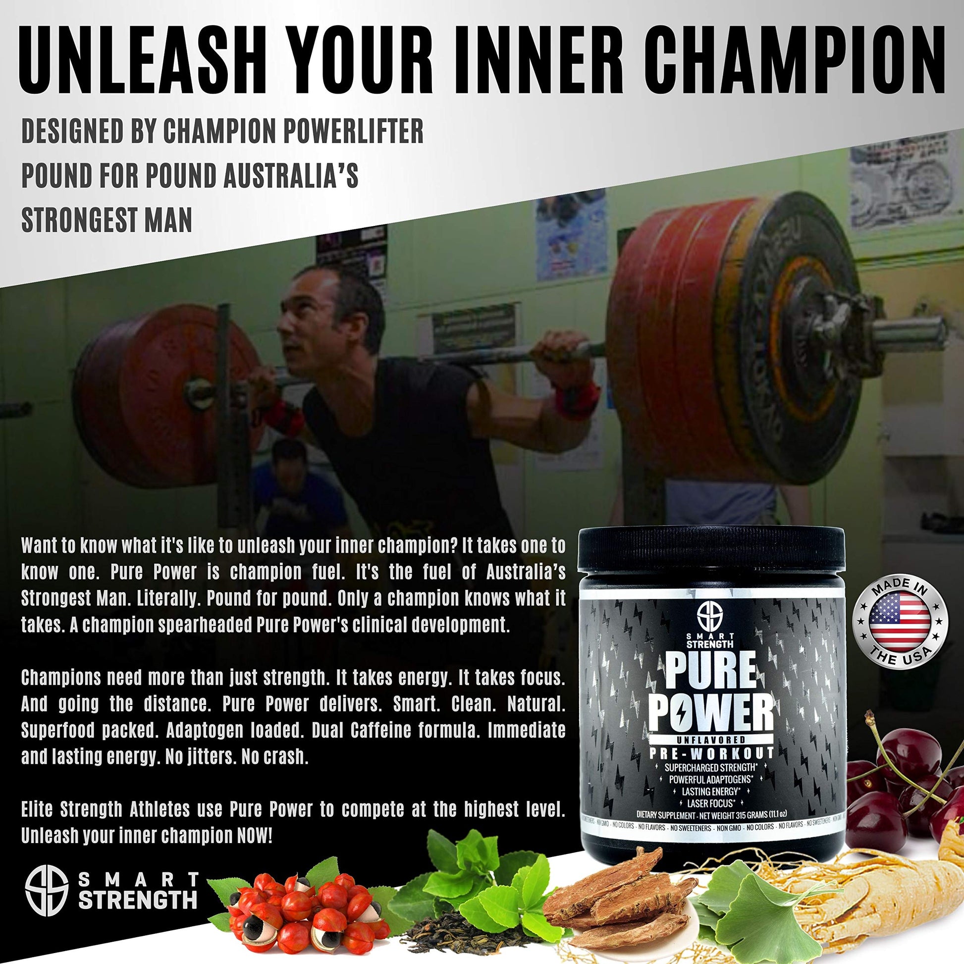 Pre Workout, Best All Natural PreWorkout Supplement. Pure Power, Healthy Pump, Clean SMART STRENGTH buy supplements canada