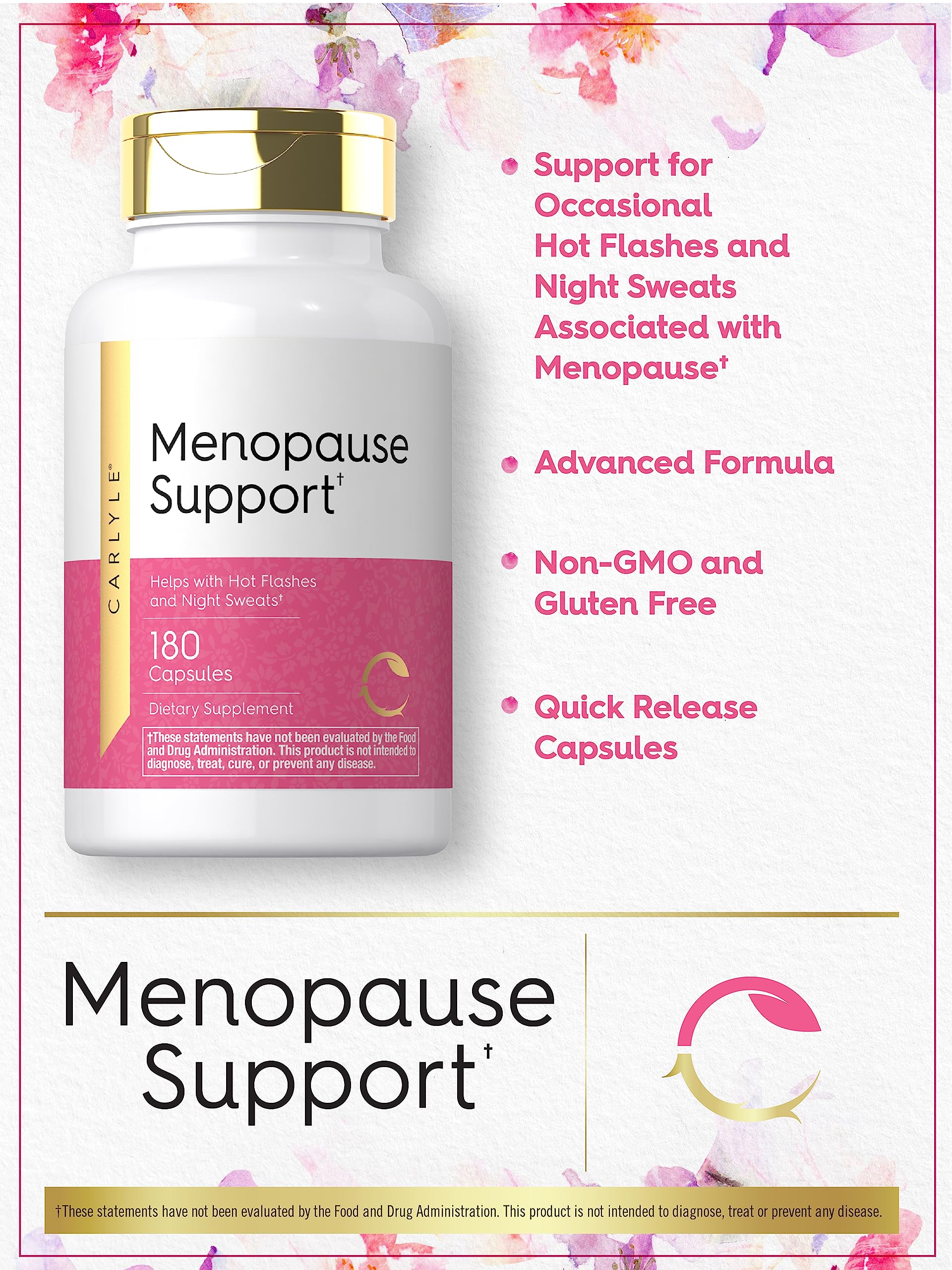 Carlyle Menopause Supplement for Women | 180 Capsules | Helps with Hot Flashes and Night Sweats | Non-GMO, Gluten Free Menopause Support Carlyle buy supplements canada