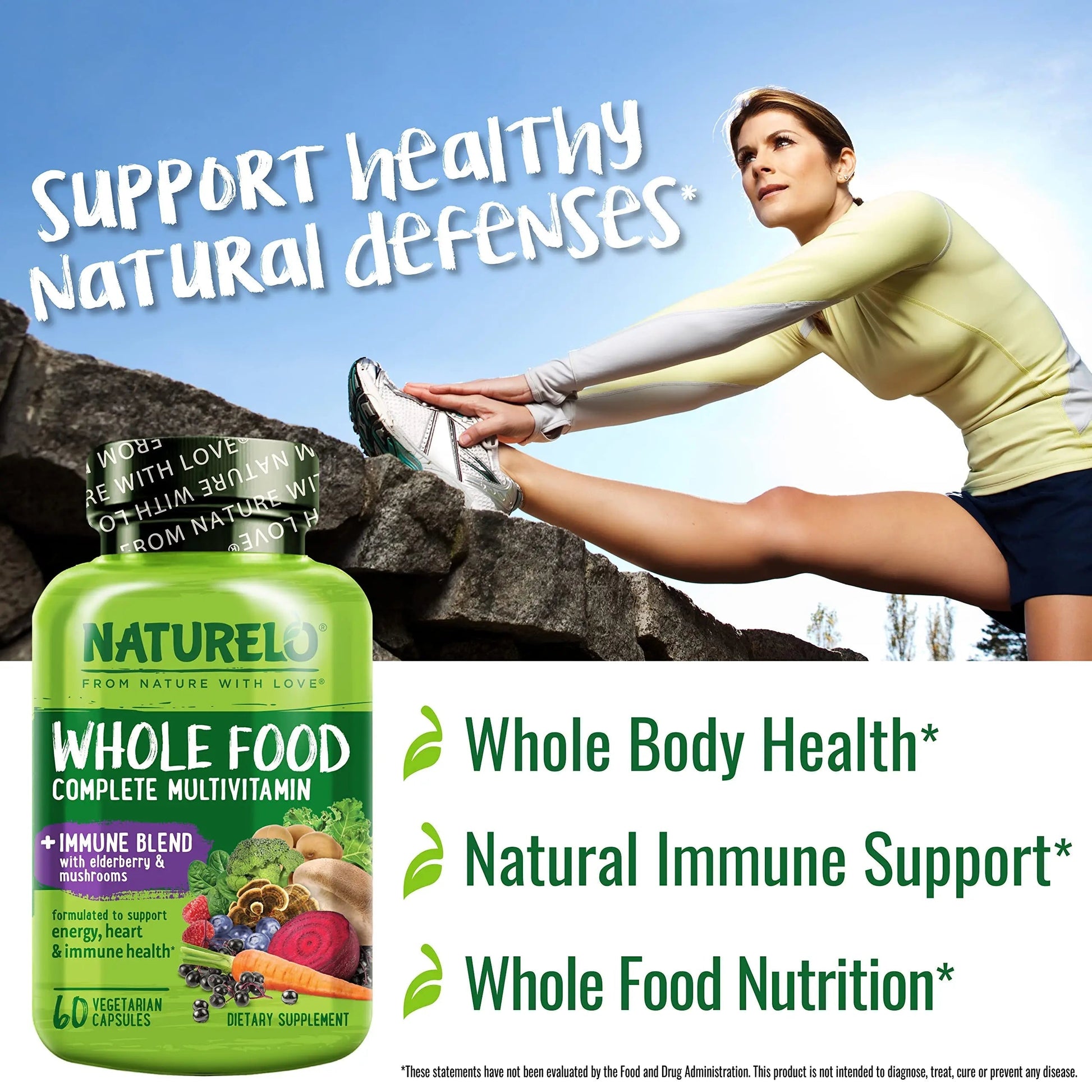 NATURELO Whole Food Multivitamin + Immune Blend with Elderberry & Mushrooms - Complete Multivitamin with Extra Immune Support NATURELO buy supplements canada