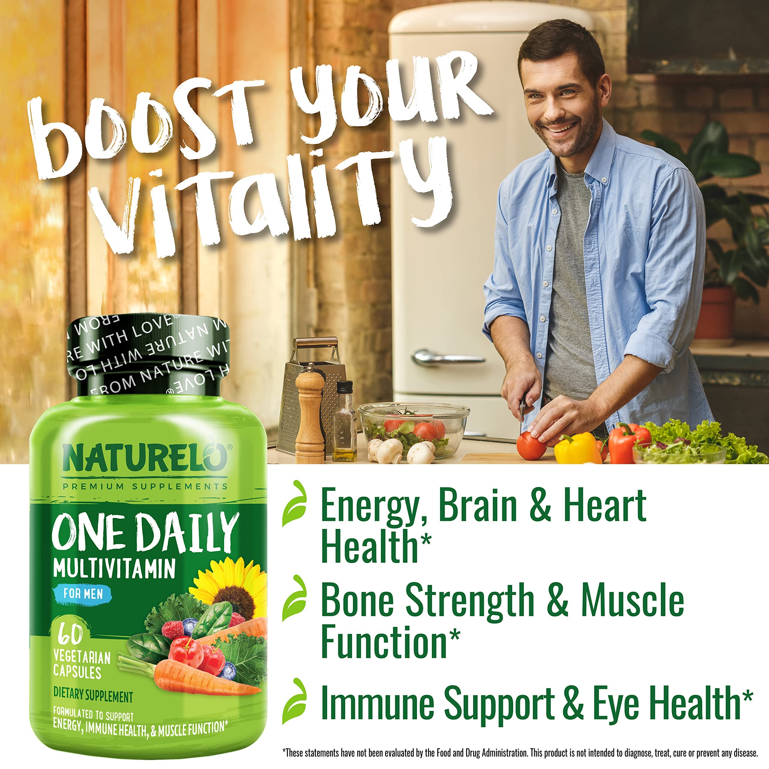 NATURELO Mens Multivitamins - One Daily Multivitamin for Men with Vitamins, Minerals & Organic Whole Foods, Boost Energy & Health, NATURELO buy supplements canada