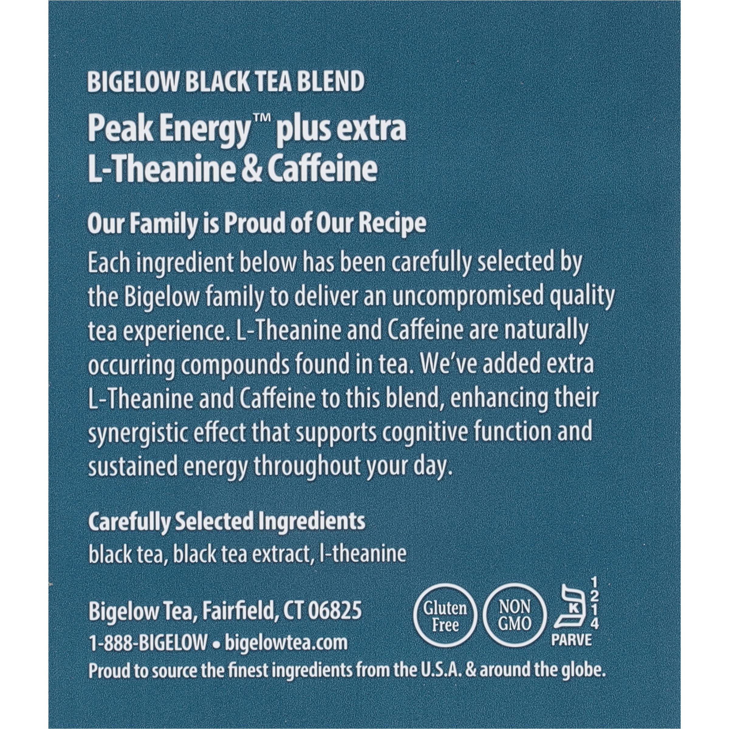 Bigelow Tea Peak Energy plus extra L-Theanine & Caffeine, 18 Count (Pack of 6), 108 Total Tea Bags Bigelow Tea buy supplements canada