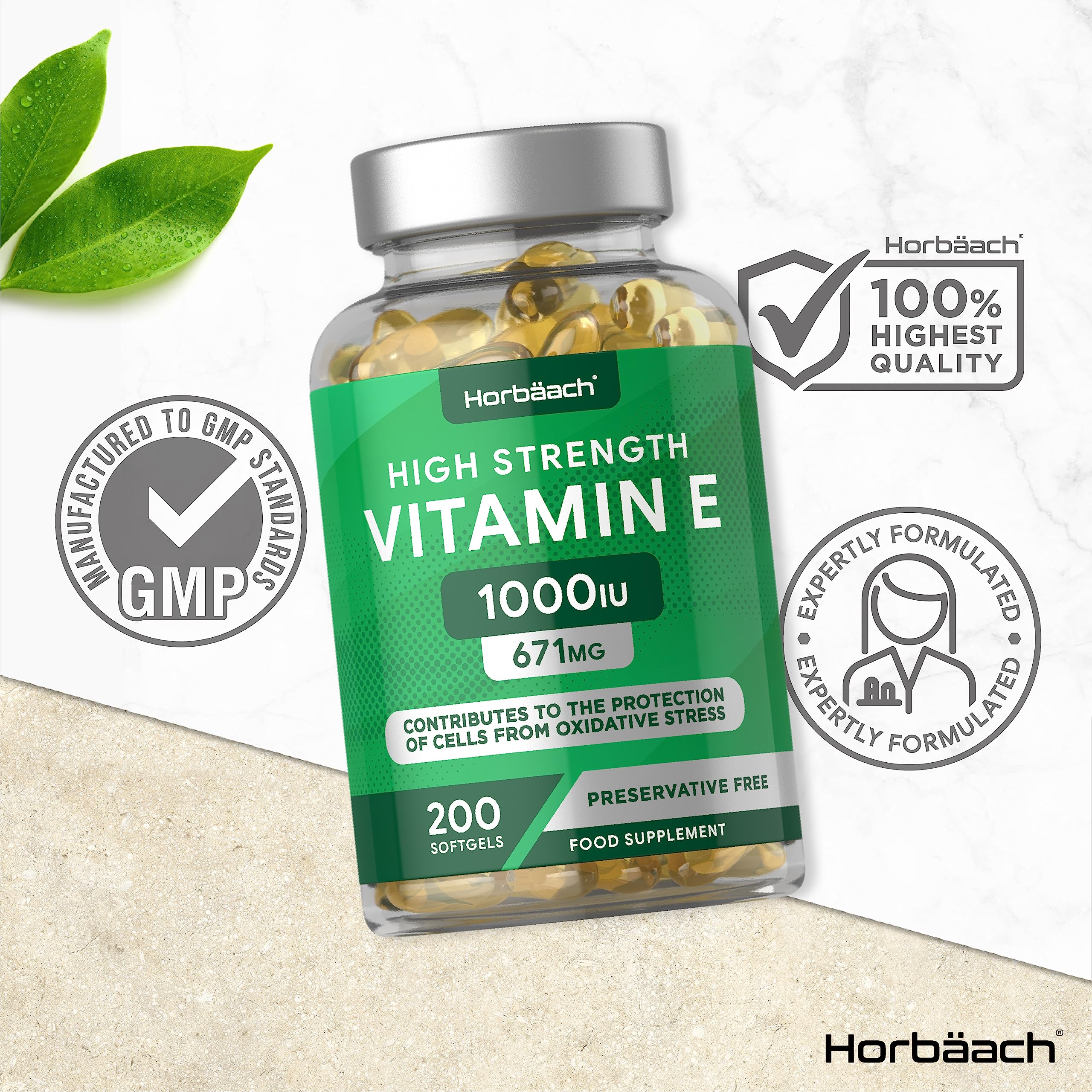 Vitamin E Capsules 1000iu | 200 Count | High Strength Vitamin E as DL-Alpha Tocopheryl Horbäach buy supplements canada