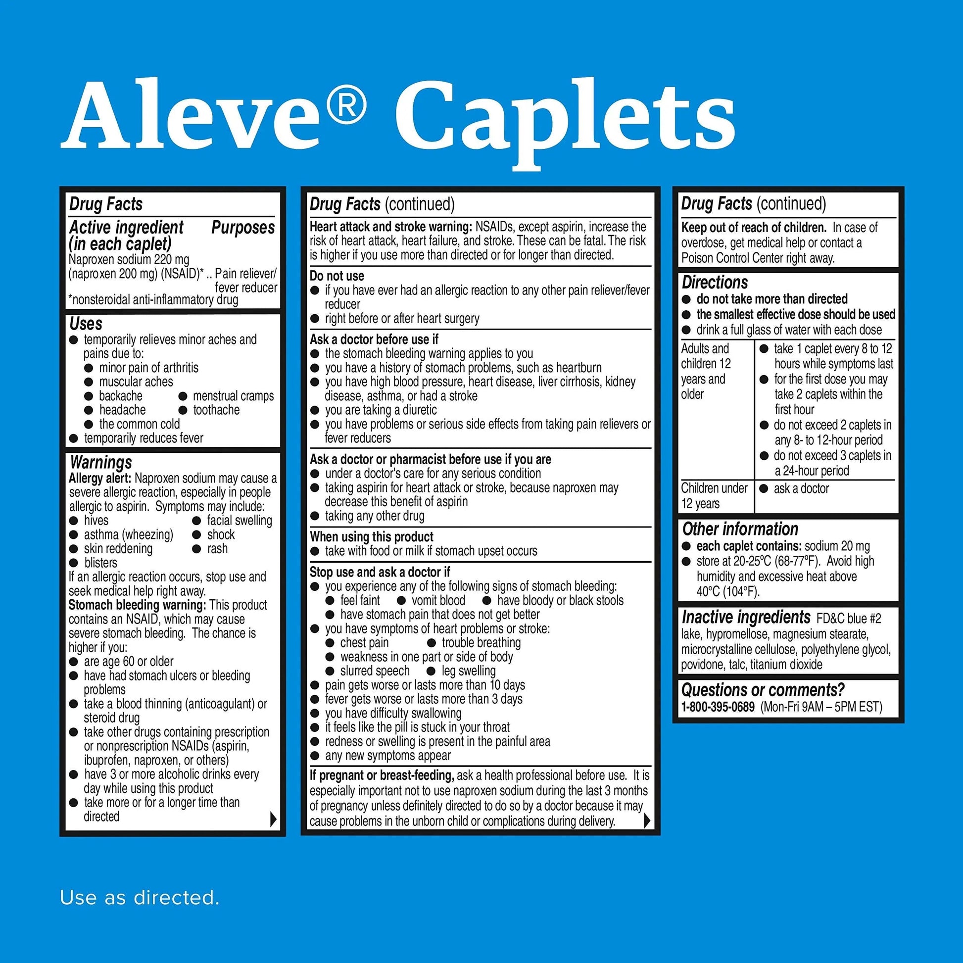 Aleve Caplets, Naproxen Sodium 220 mg (NSAID), Pain Reliever/Fever Reducer, #1 Orthopedic Surgeon Recommended, 270 Count Aleve buy supplements canada
