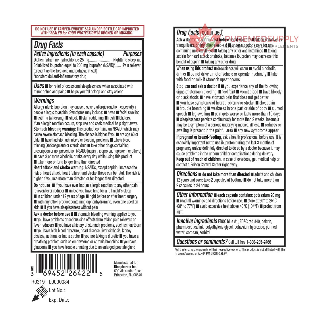 A+Health Ibuprofen PM Softgels, Pain Reliever/Nighttime Sleep Aid (NSAID), Ibuprofen 200mg and Diphenhydramine Hydrochloride 25mg, 120 Count A+Health buy supplements canada