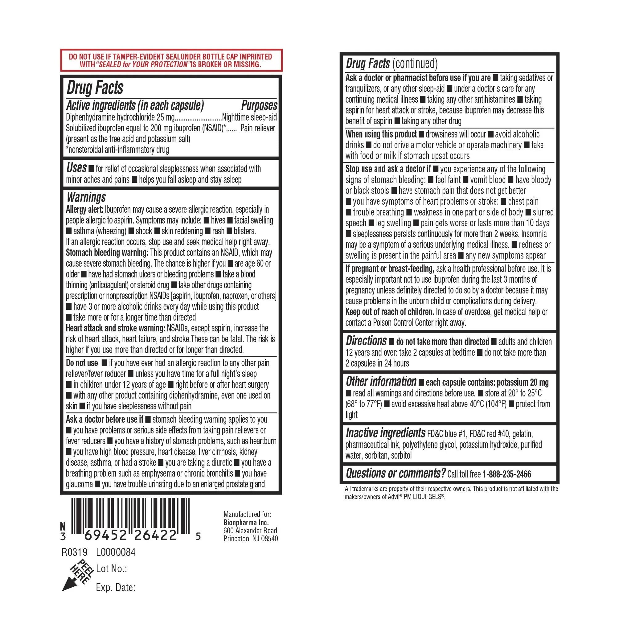 A+Health Ibuprofen PM Softgels, Pain Reliever/Nighttime Sleep Aid (NSAID), Ibuprofen 200mg and Diphenhydramine Hydrochloride 25mg, 120 Count A+Health buy supplements canada