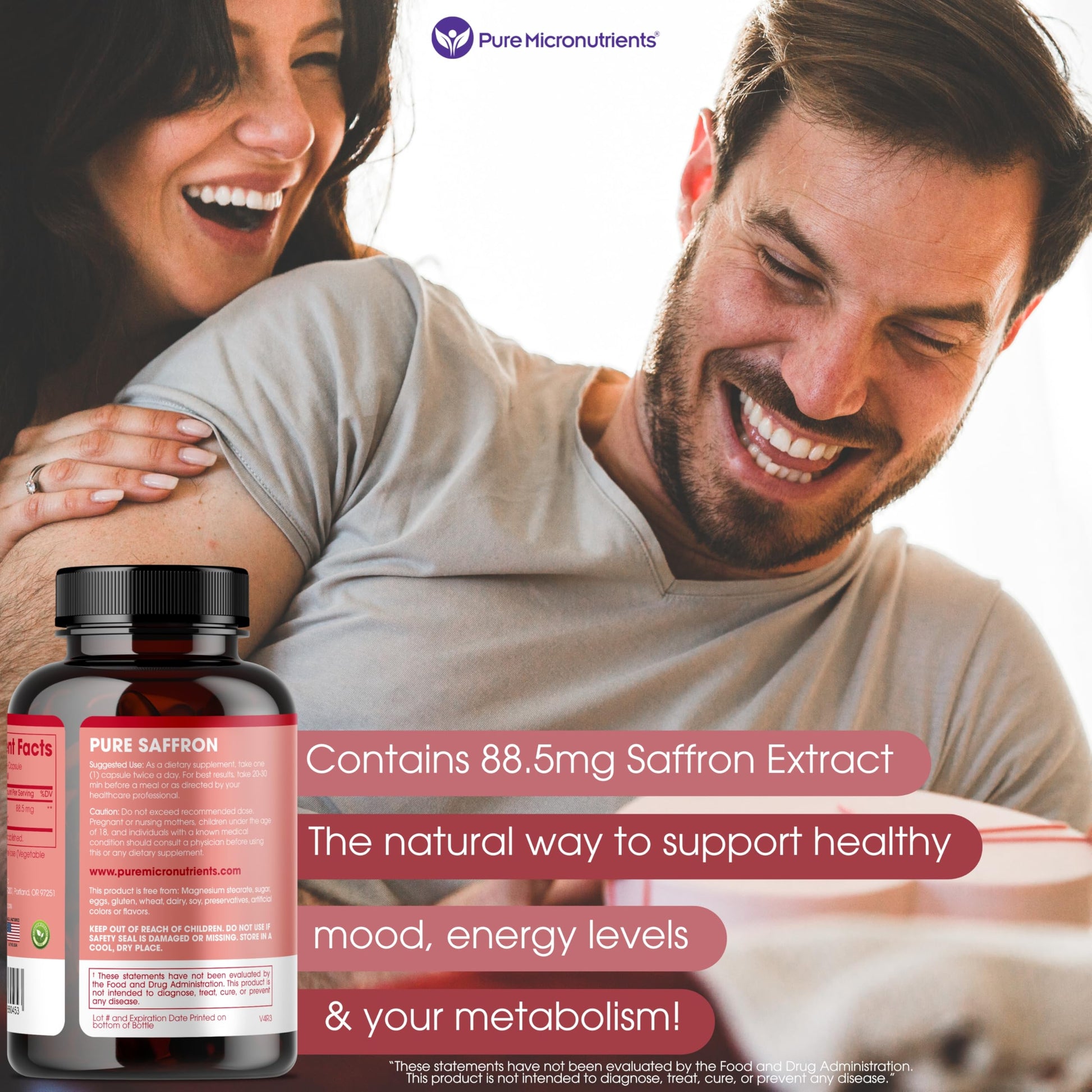 Saffron Supplements - 100% Pure Saffron Extract Capsules - Boost Energy & Mood, Support Eye & Heart Health Pure Micronutrients buy supplements canada