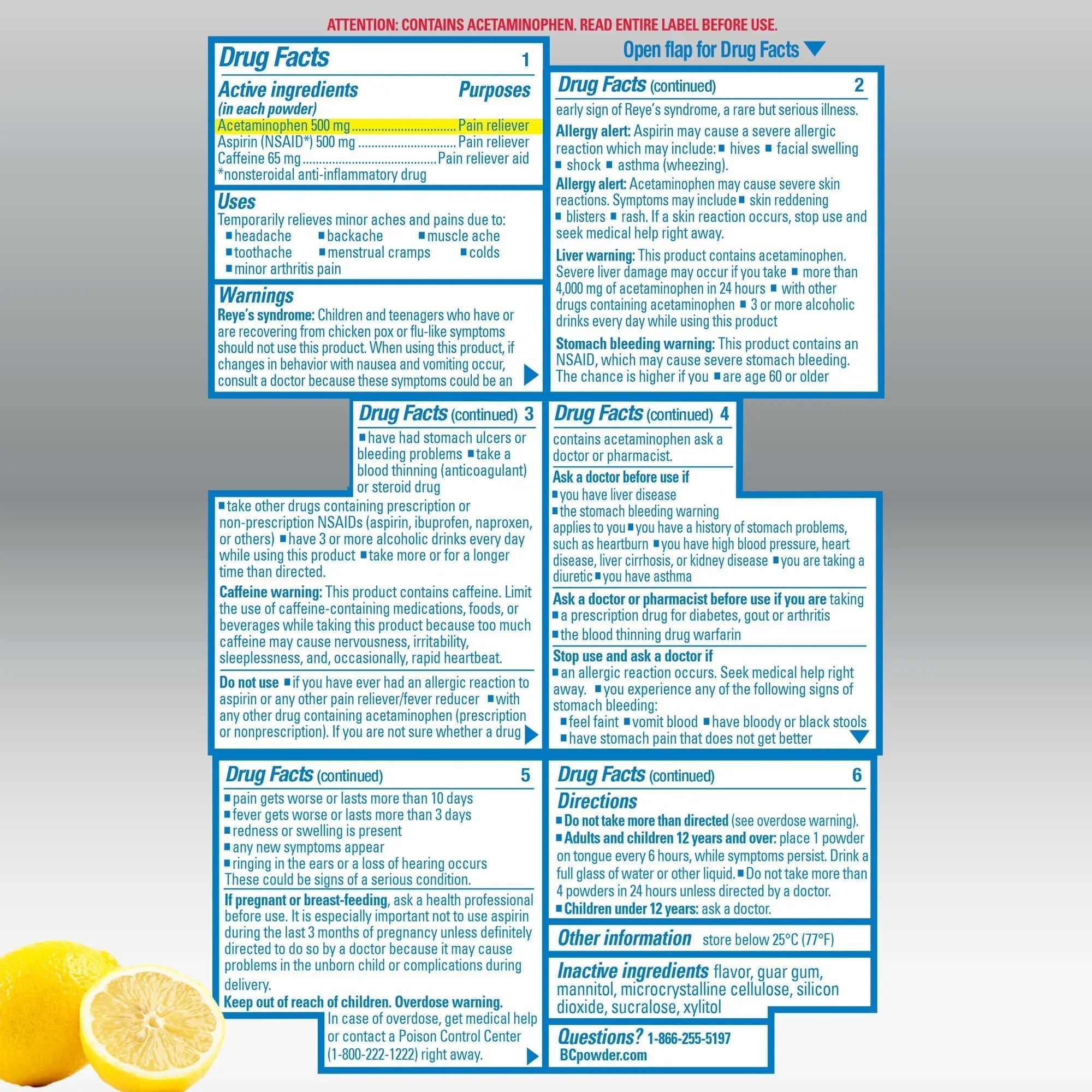 BC Max Strength Headache Relief Powder, Triple-Action Formula with Acetaminophen, Aspirin & Caffeine Eases Aches & Pains, Lemonade Flavor, 16 Count BC buy supplements canada