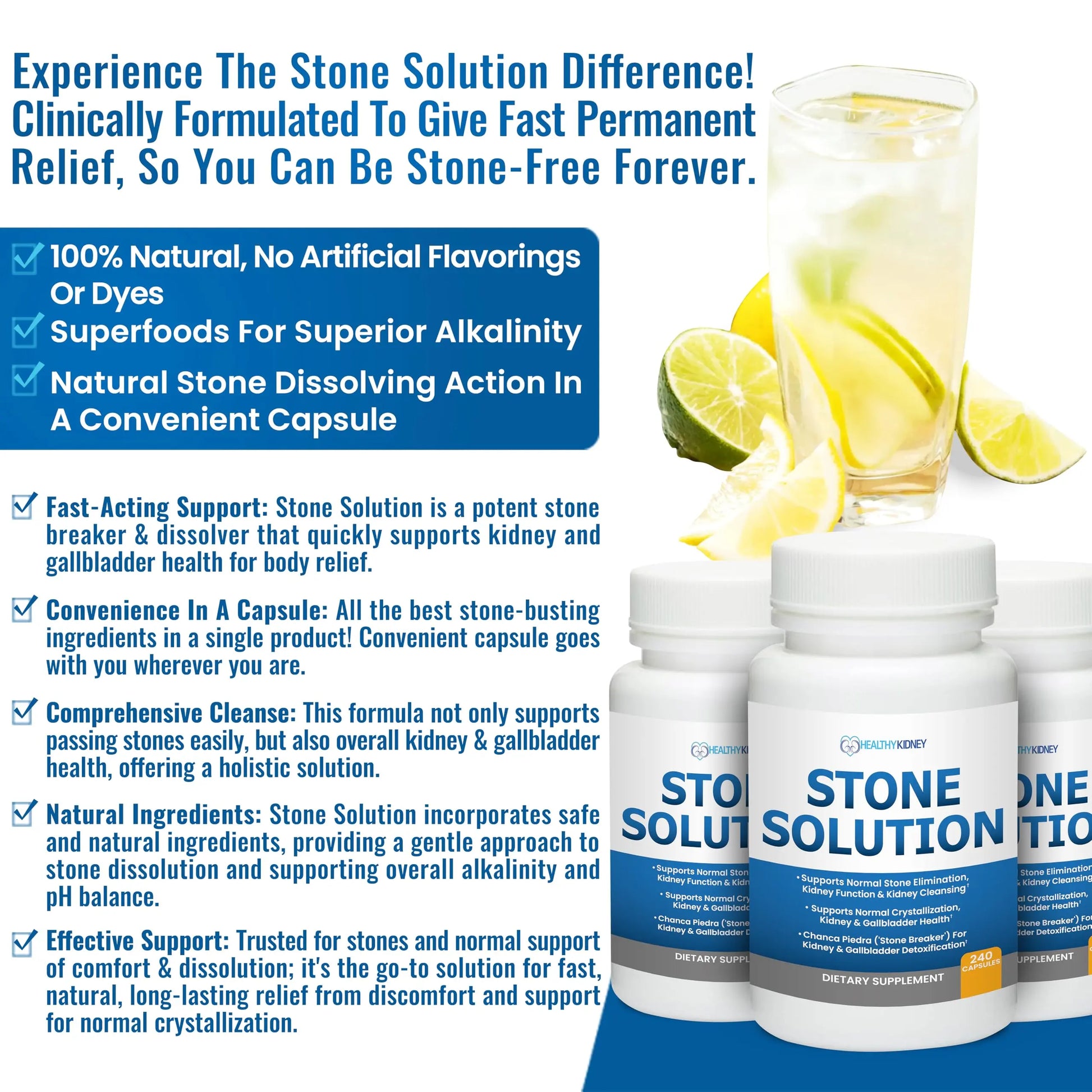 Stone Solution Capsules- Natural Dissolver, Kidney Stone Support & Kidney Cleanser Chanca Piedra Stone Breaker Gallbladder Cleanse, Flush & Stop Recurrence, Stone Relief 60 Servings Kidney Restore buy supplements canada