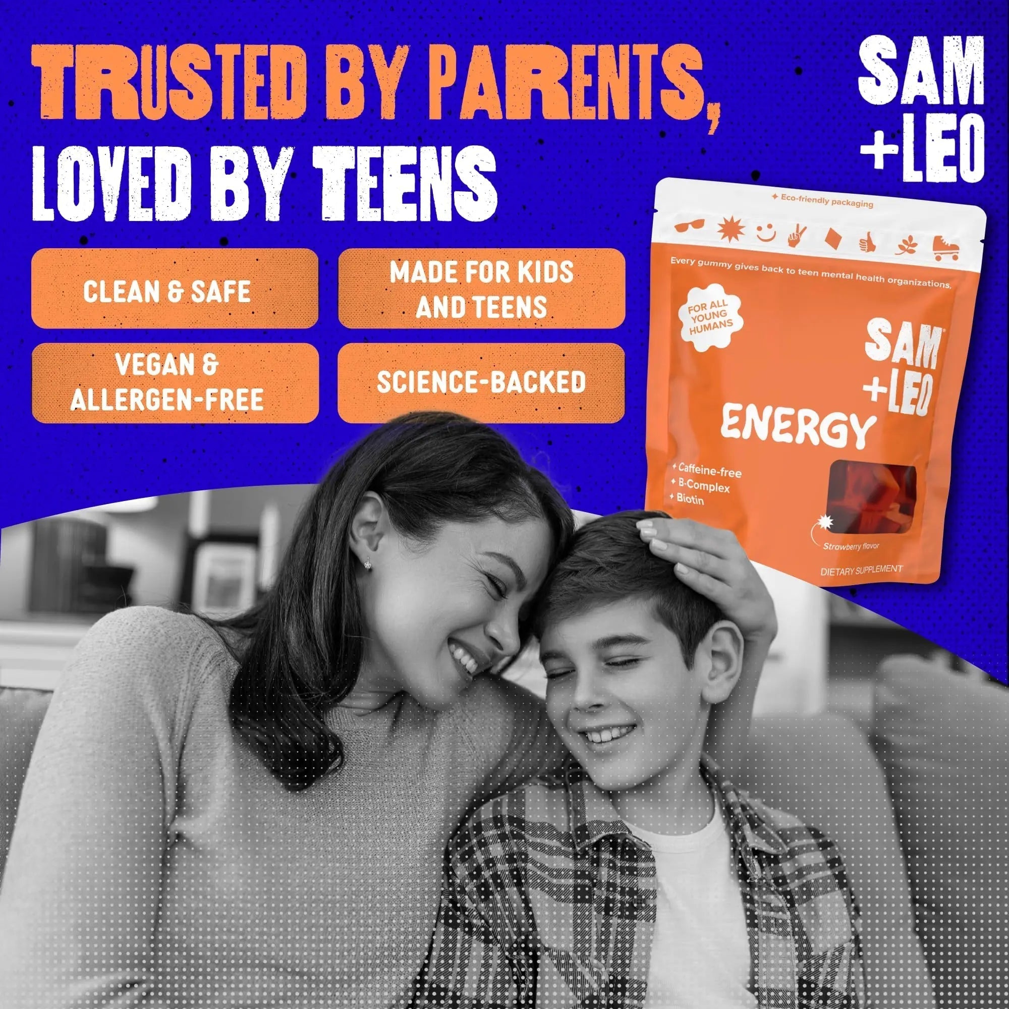 SAM+LEO Vitamin B Complex Gummies with Biotin for Kids & Teens - Caffeine-Free Focus & Energy Support Supplement Gummies | SAM+LEO buy supplements canada