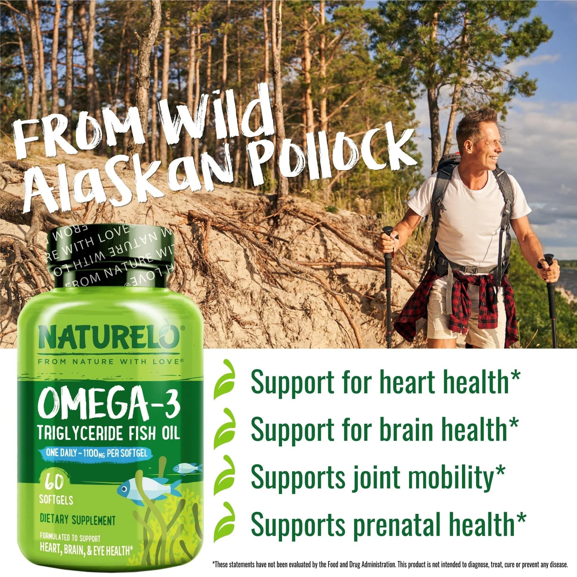 NATURELO Burpless Omega 3 Fish Oil Supplement - 1100mg Triglyceride Omega-3, EPA + DHA, Liquid Fish Oil for Heart, Eye, Brain, Joint Health NATURELO buy supplements canada