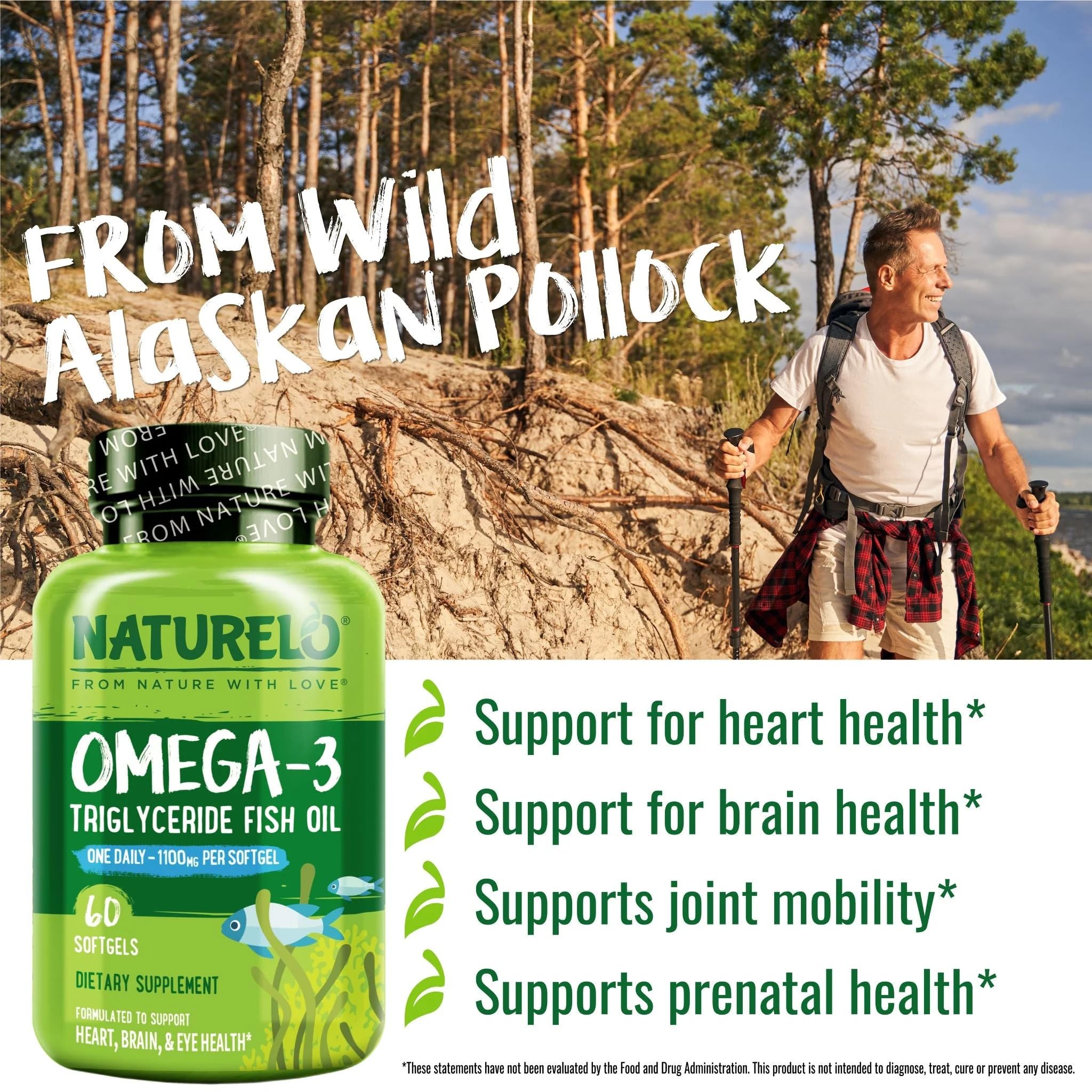 NATURELO Burpless Omega 3 Fish Oil Supplement - 1100mg Triglyceride Omega-3, EPA + DHA, Liquid Fish Oil for Heart, Eye, Brain, Joint Health NATURELO buy supplements canada