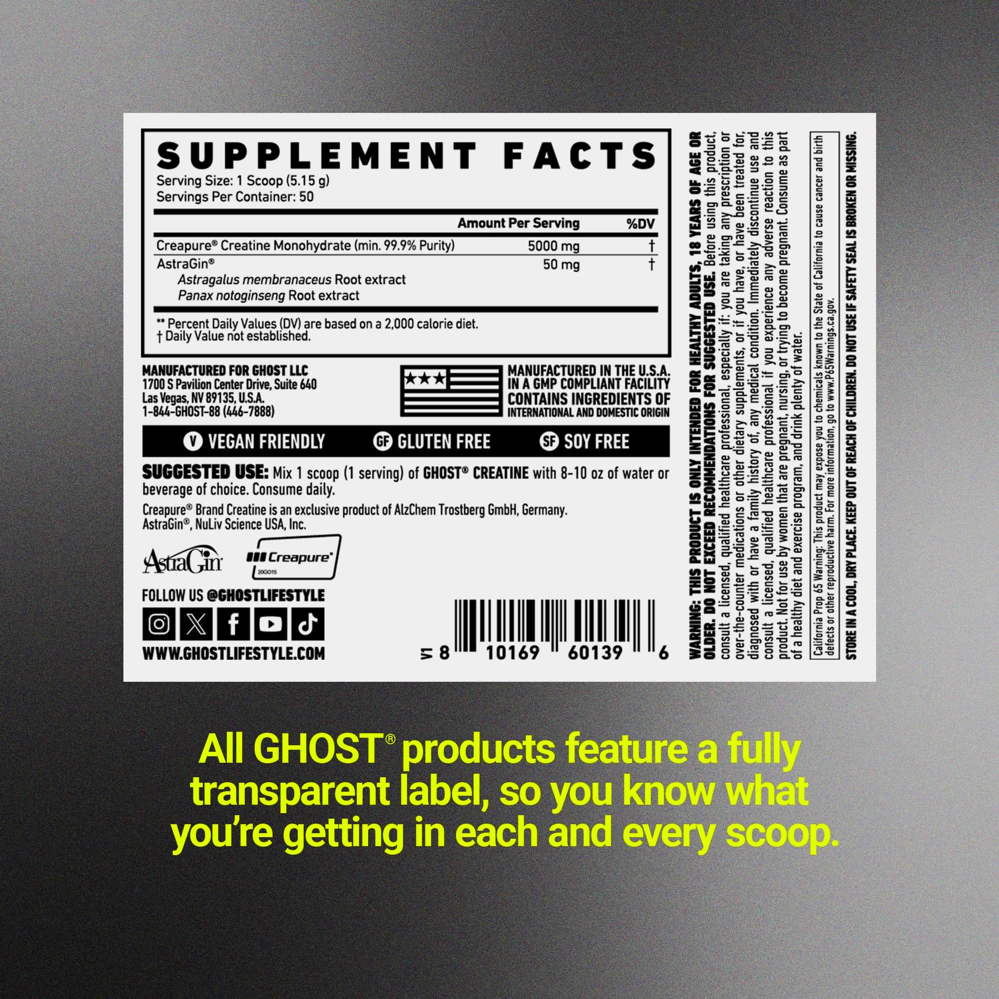 GHOST Basics Creatine Monohydrate Powder for Men & Women – 5G Creapure Creatine Workout Supplement for Muscle Gain – Vegan, Soy Free & Gluten Free - 50 Servings GHOST buy supplements canada