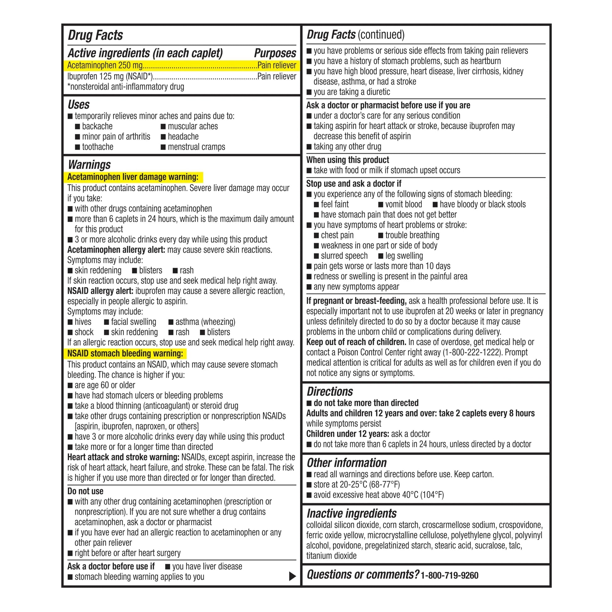 GoodSense Dual Action Acetaminophen and Ibuprofen (NSAID) Tablets, 250 mg/125 mg, Back Pain, 144 Count GoodSense buy supplements canada