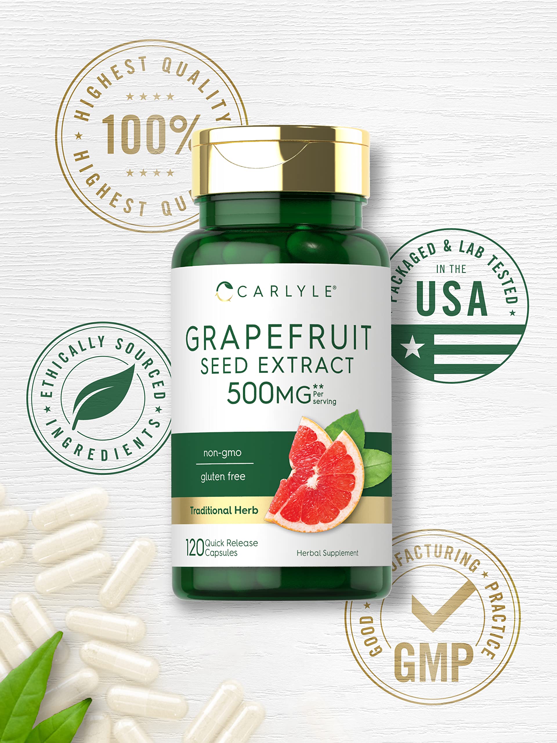 Carlyle Grapefruit Seed Extract | 500 mg 120 Capsules | Maximum Strength | Non-GMO Carlyle buy supplements canada