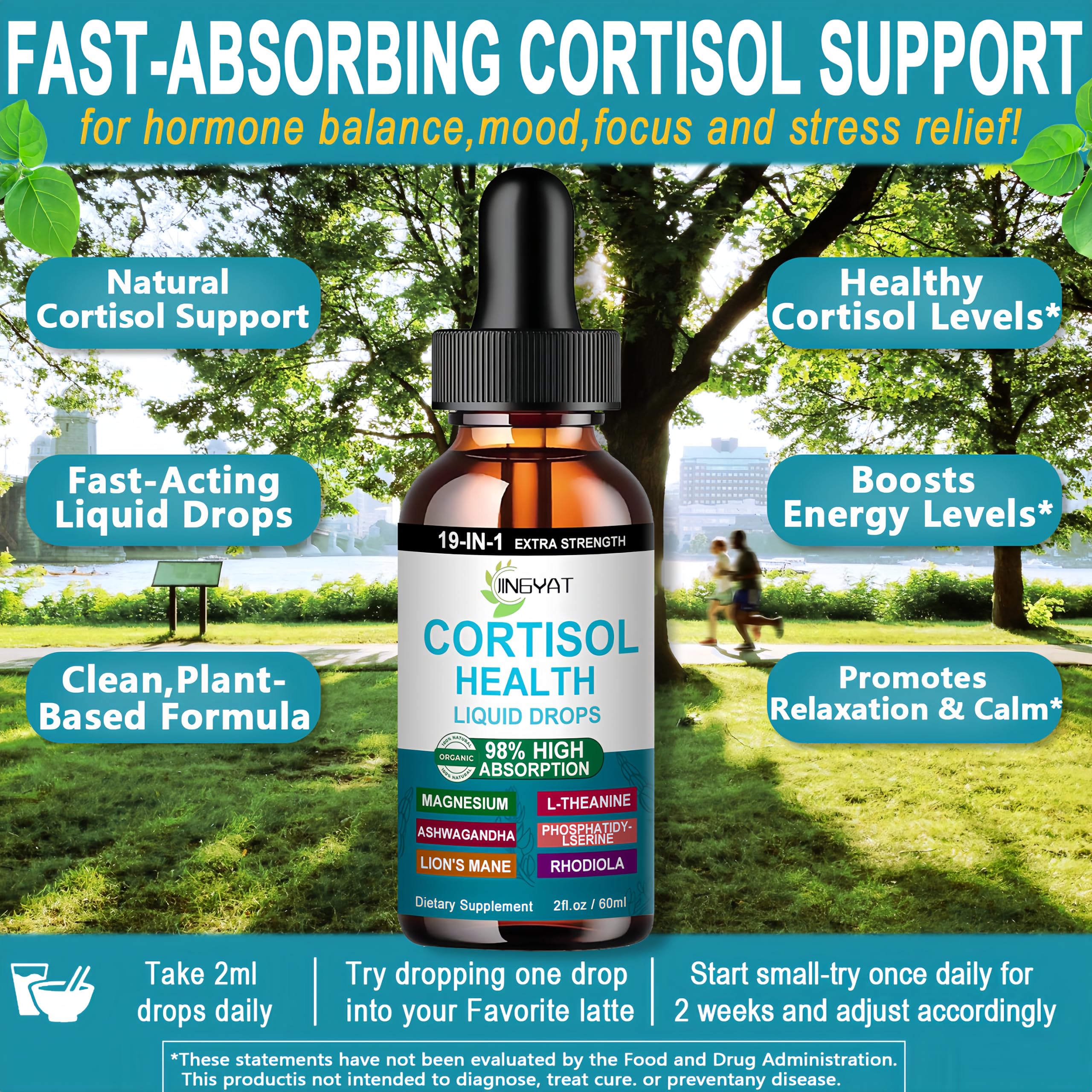 Cortisol Supplements for Women,19-in-1 Cortisol Supplement Liquid Drops w/Magnesium,L-Theanine,Ashwagandha,Omega-3, High Absorption Hormone Balanced for Women Drops - Sleep Focus Mood, Non-GMO JINGYAT buy supplements canada
