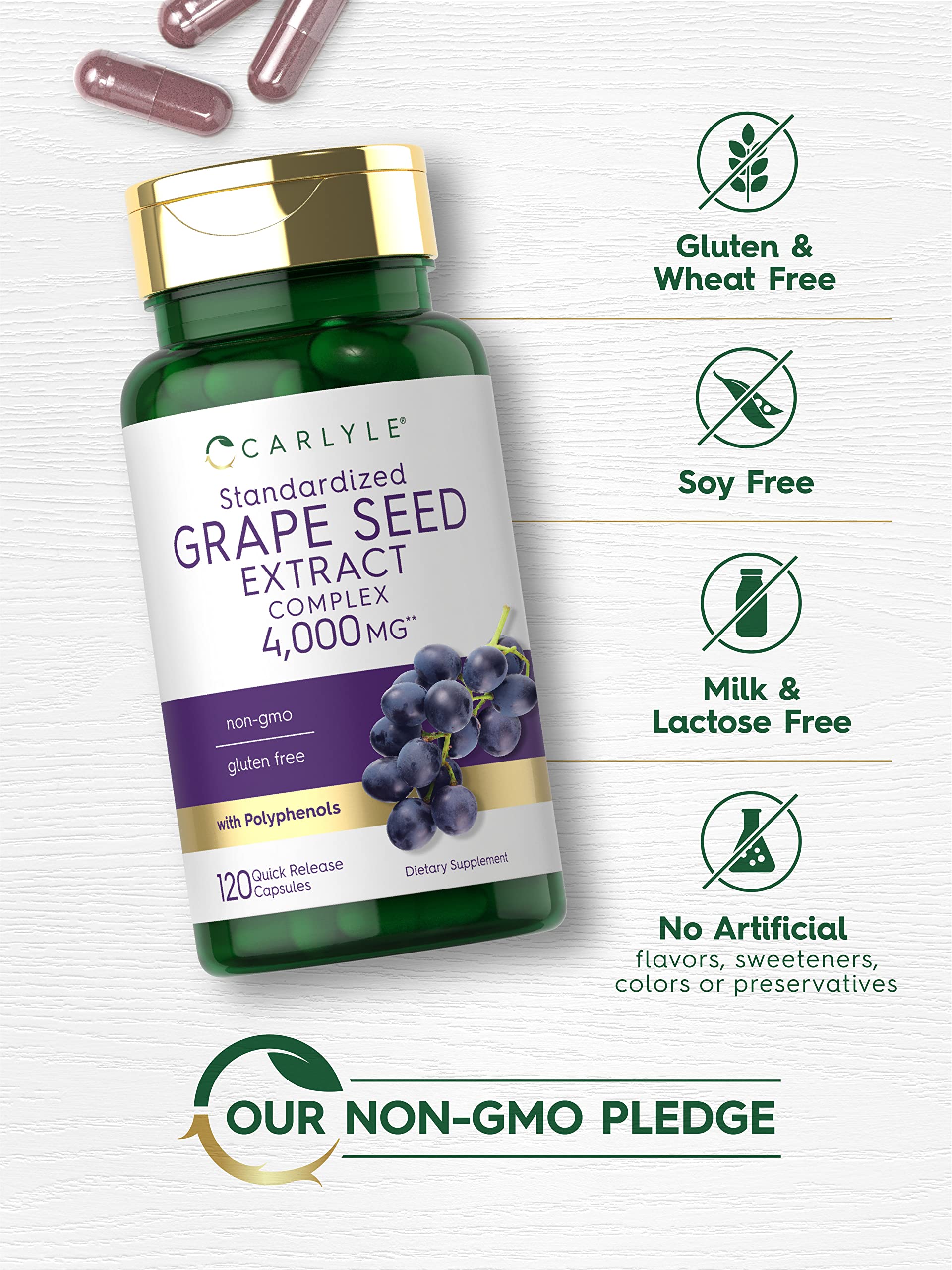Carlyle Grape Seed Extract 4,000mg | 120 Quick Release Capsules | Standardized Extract Carlyle buy supplements canada