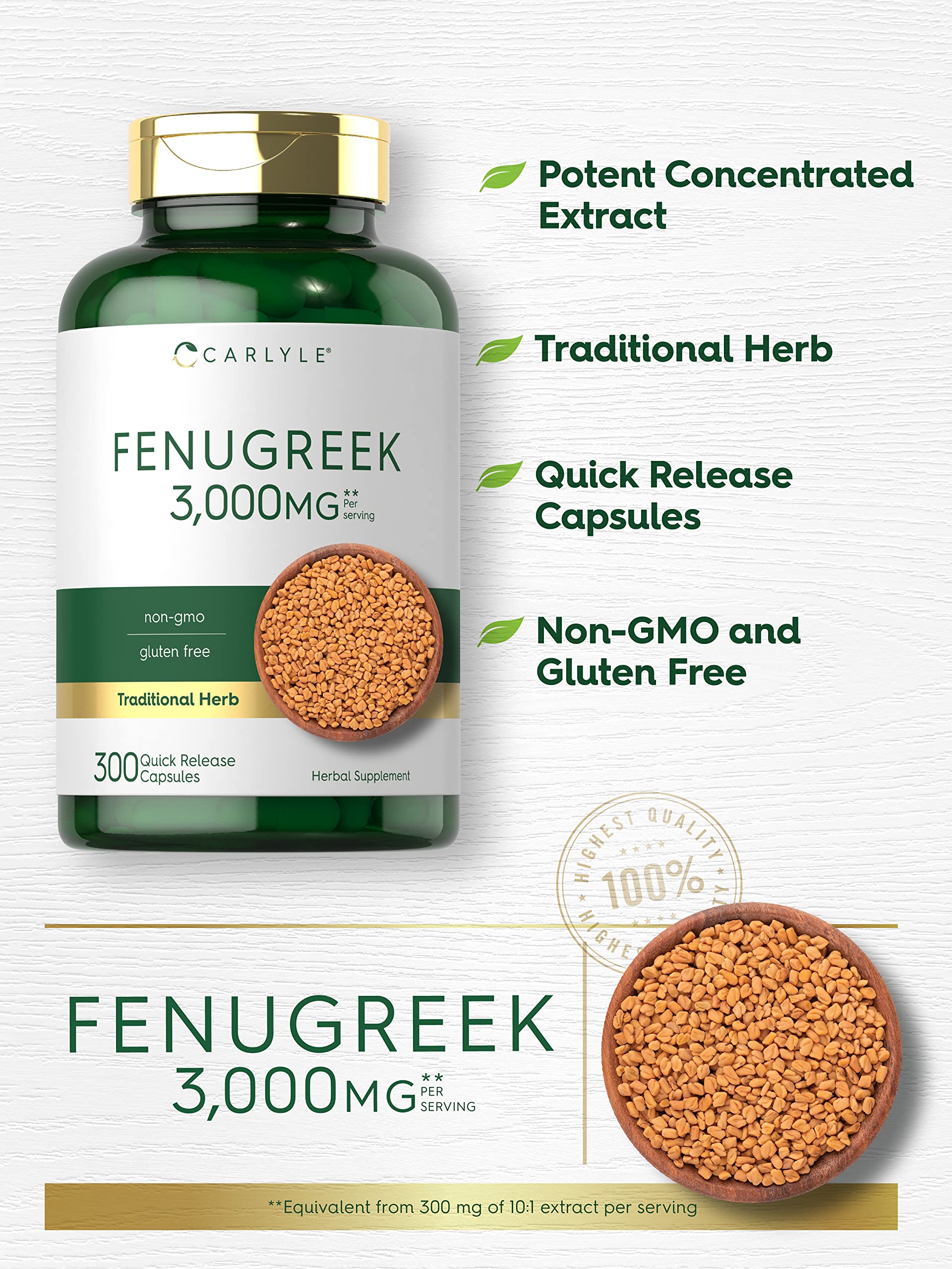 Carlyle Fenugreek Capsules 3000 mg | 300 Count | Non-GMO & Gluten Free Extract Carlyle buy supplements canada