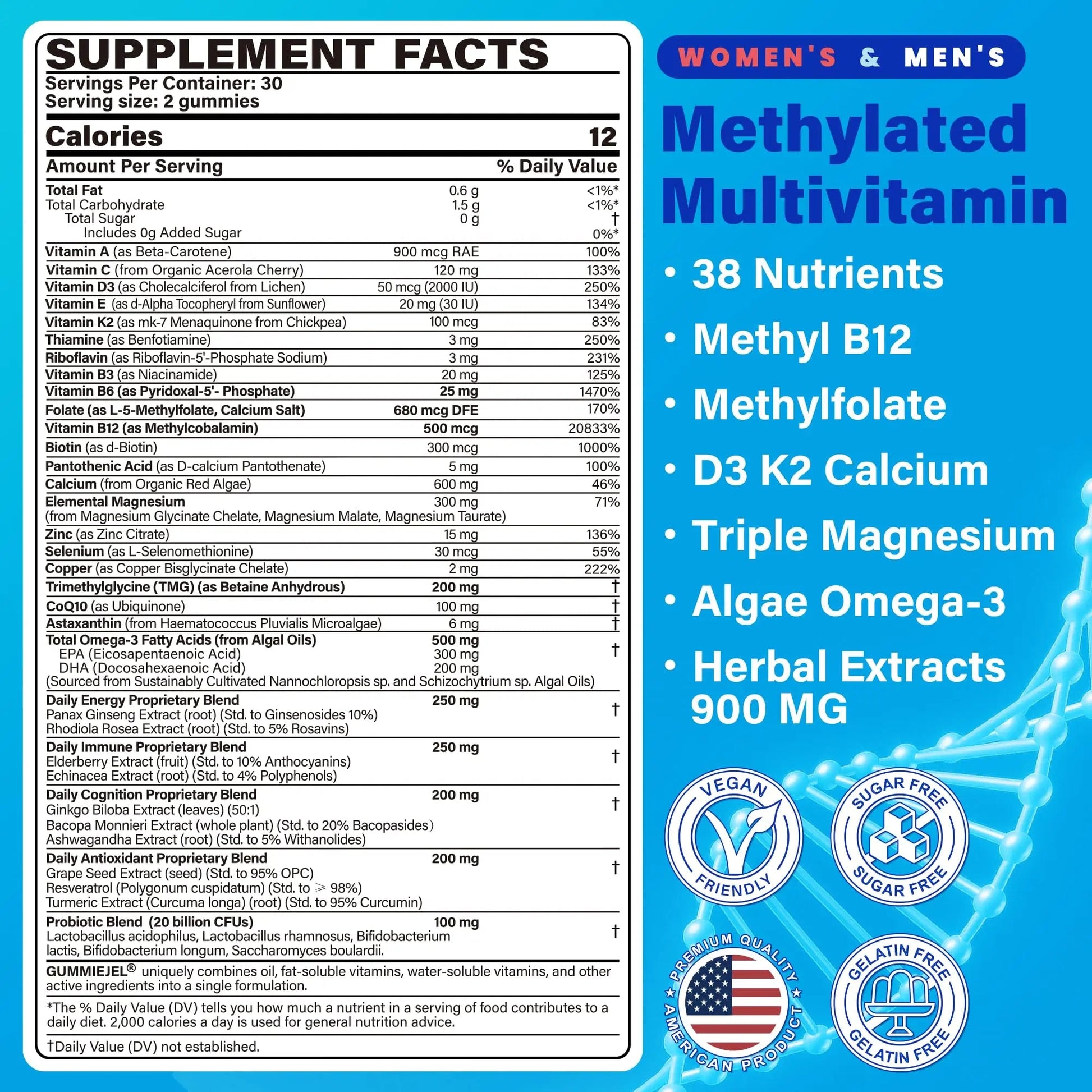 Methylated Multivitamin for Women & Men Gummies w/ Omega-3, Calcium, D3 K2, Methylfolate & B12, TMG, Daily Vitamin A, C, E, B Complex, Magnesium, CoQ10 NEVISS buy supplements canada