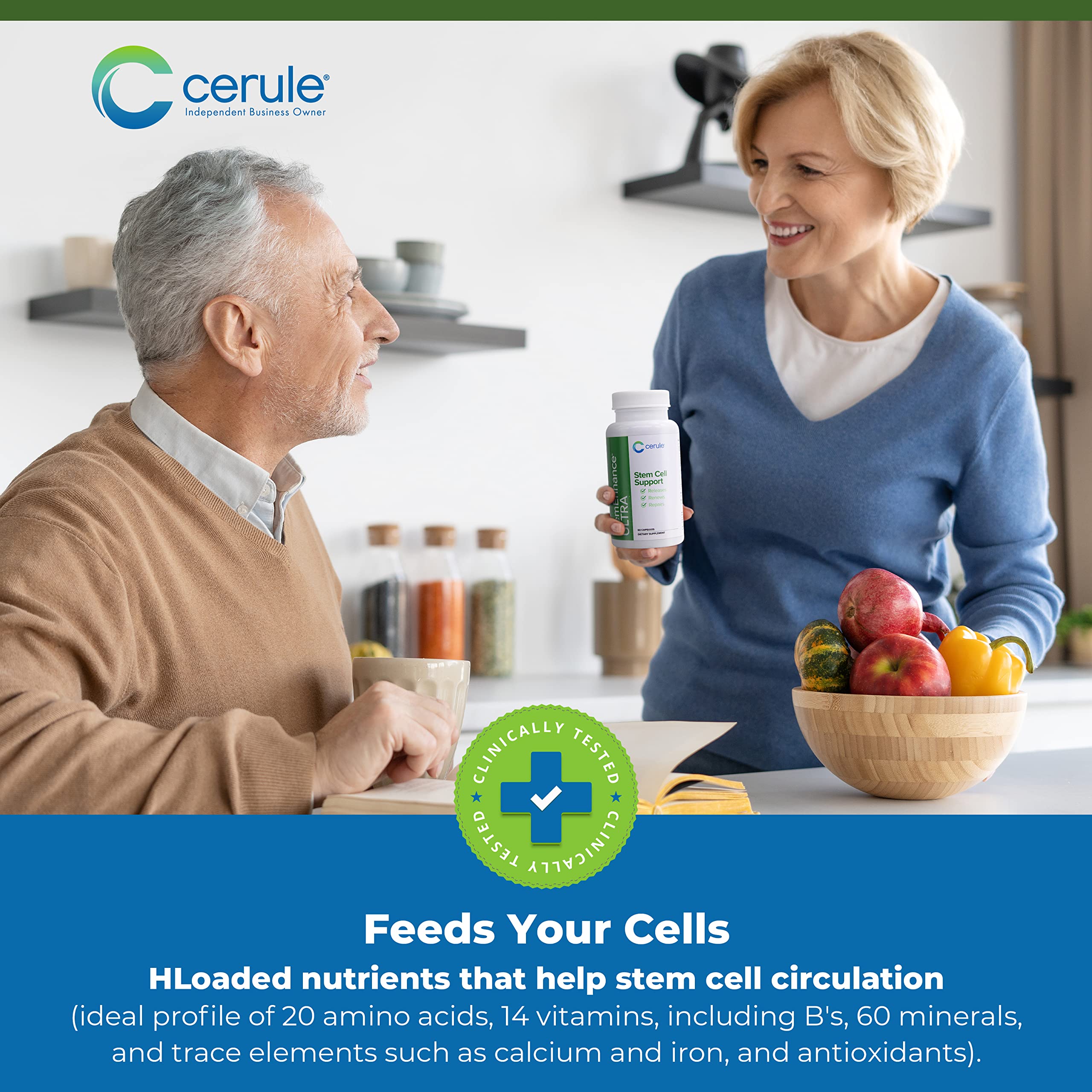Cerule StemEnhance Ultra Natural Stem Cell Support Supplement – Freshwater Microalgae and Marine Macroalgae Extracts for Cellular Renewal, Immune Function, Energy, and Tissue Recovery – 60 Capsules Cerule buy supplements canada