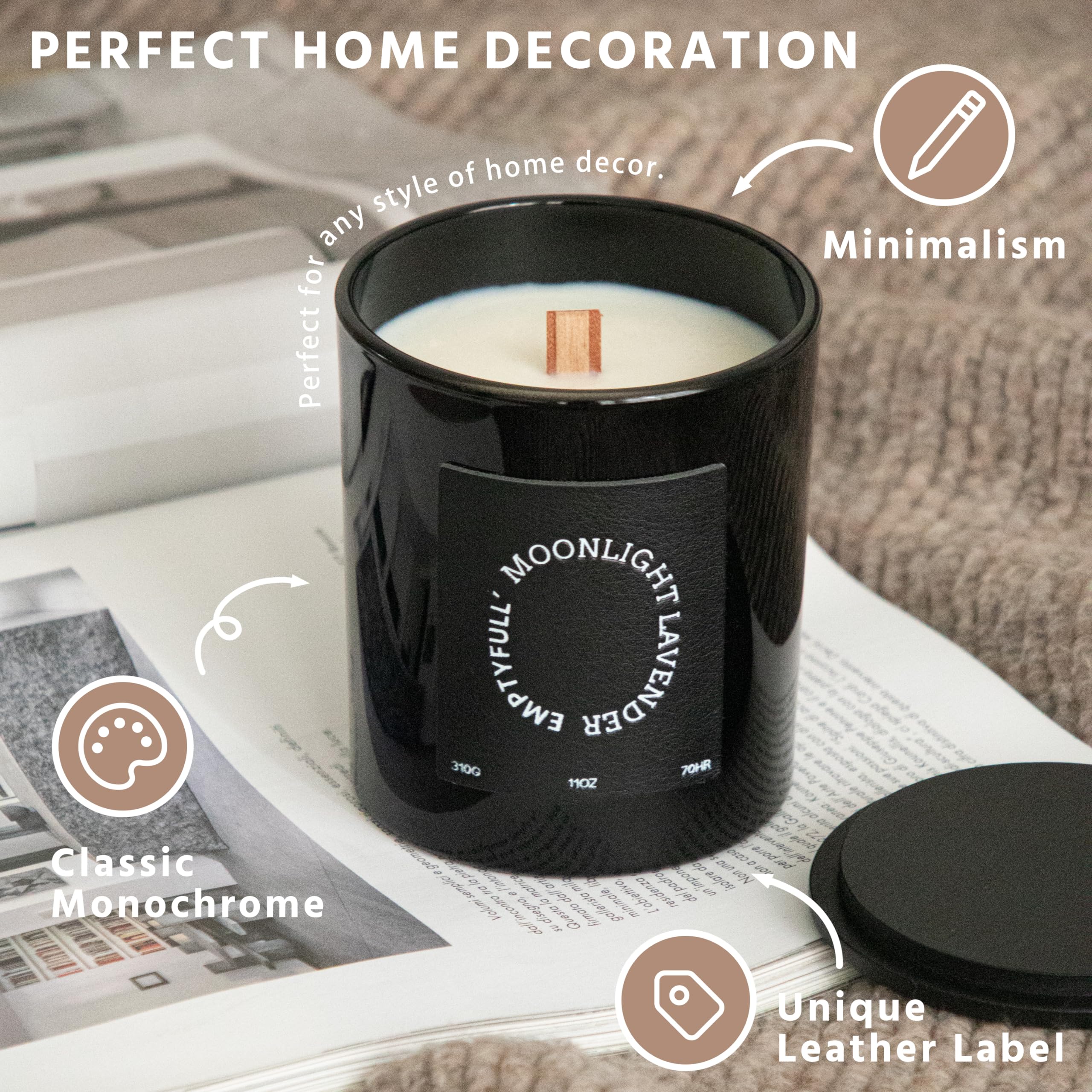 EMPTYFULL Lavender Scented Candles, Wood Wick, 11 oz Large Candle, Natural Soy Candles Emptyfull buy supplements canada