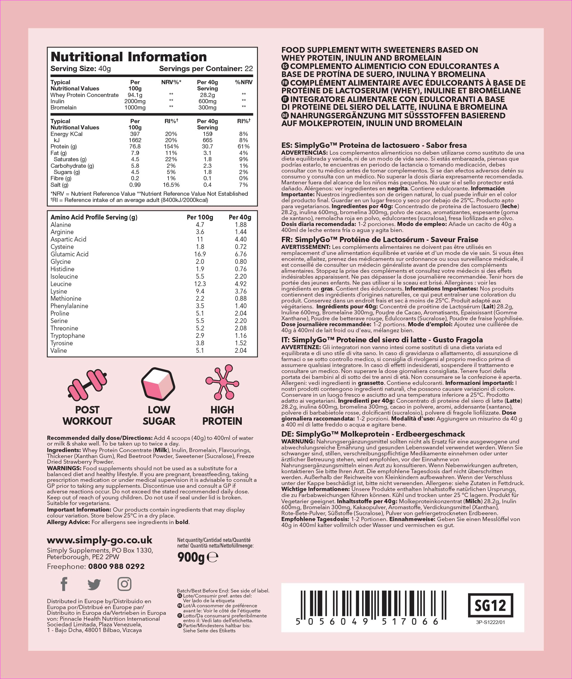 SimplyGo Whey Protein Powder | 900g | Simply Add 30g to Water, Juice or Shakes Simply Supplements buy supplements canada