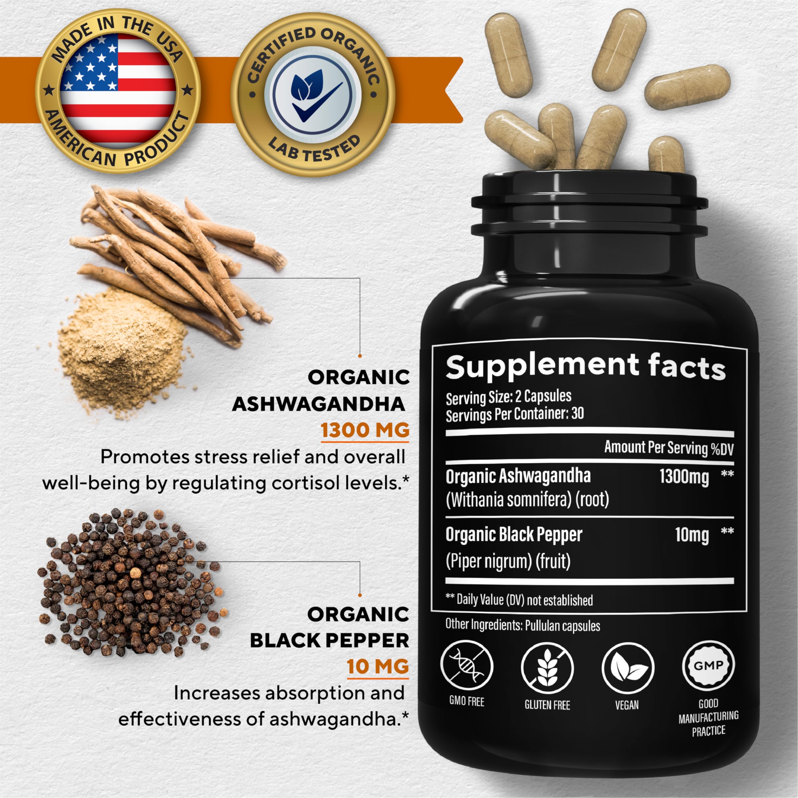 VitaUp Organic Ashwagandha Capsules 1310 mg - USA Made Ashwagandha Supplements VitaUp buy supplements canada