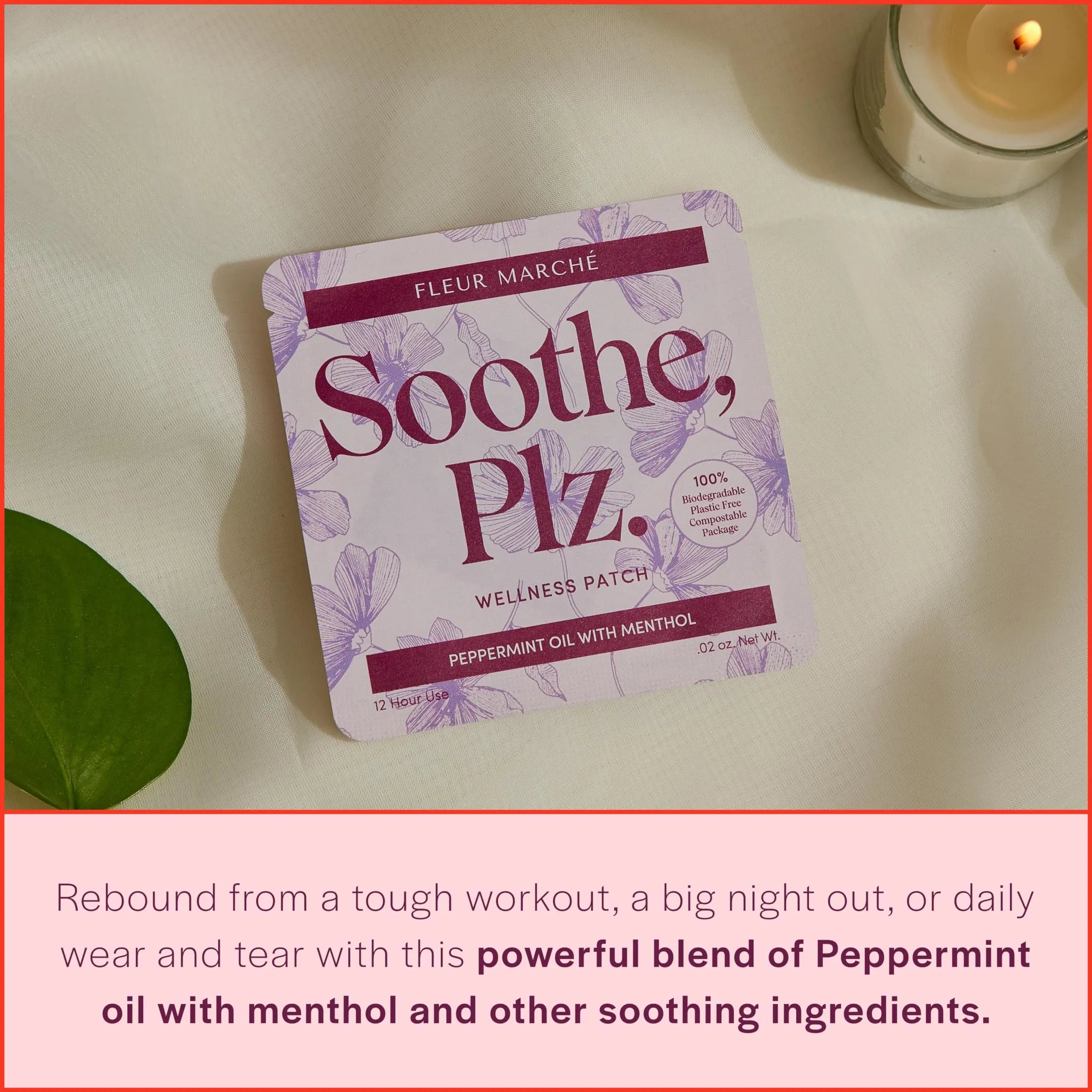 Fleur Marche Soothe, Plz. Botanical Patch - Muscle Recovery Patch with Peppermint Oil & Menthol - Post Night Out, Post Workout, or Daily Relief - Highly Bioavailable - 7 Patches Fleur Marché buy supplements canada