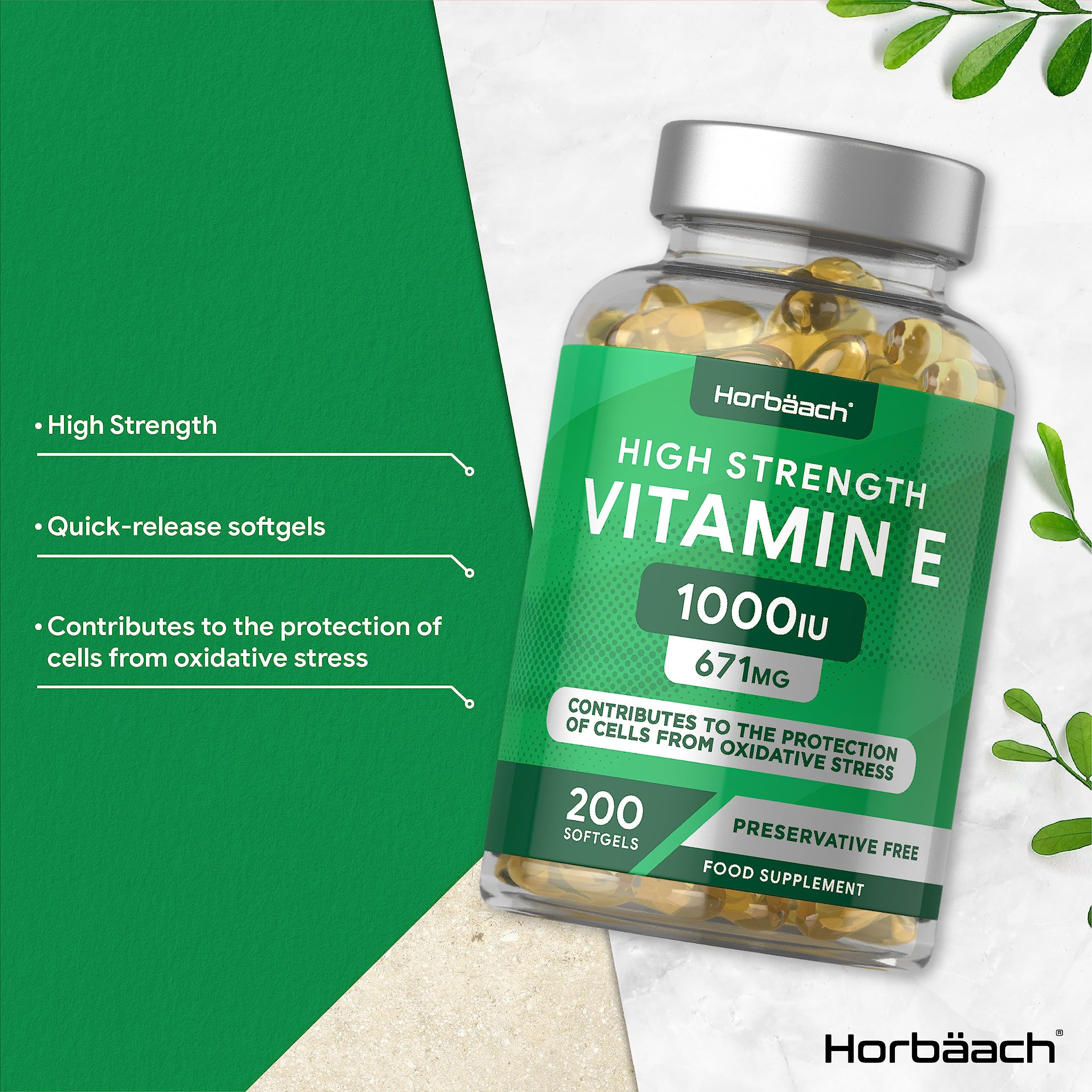 Vitamin E Capsules 1000iu | 200 Count | High Strength Vitamin E as DL-Alpha Tocopheryl Horbäach buy supplements canada