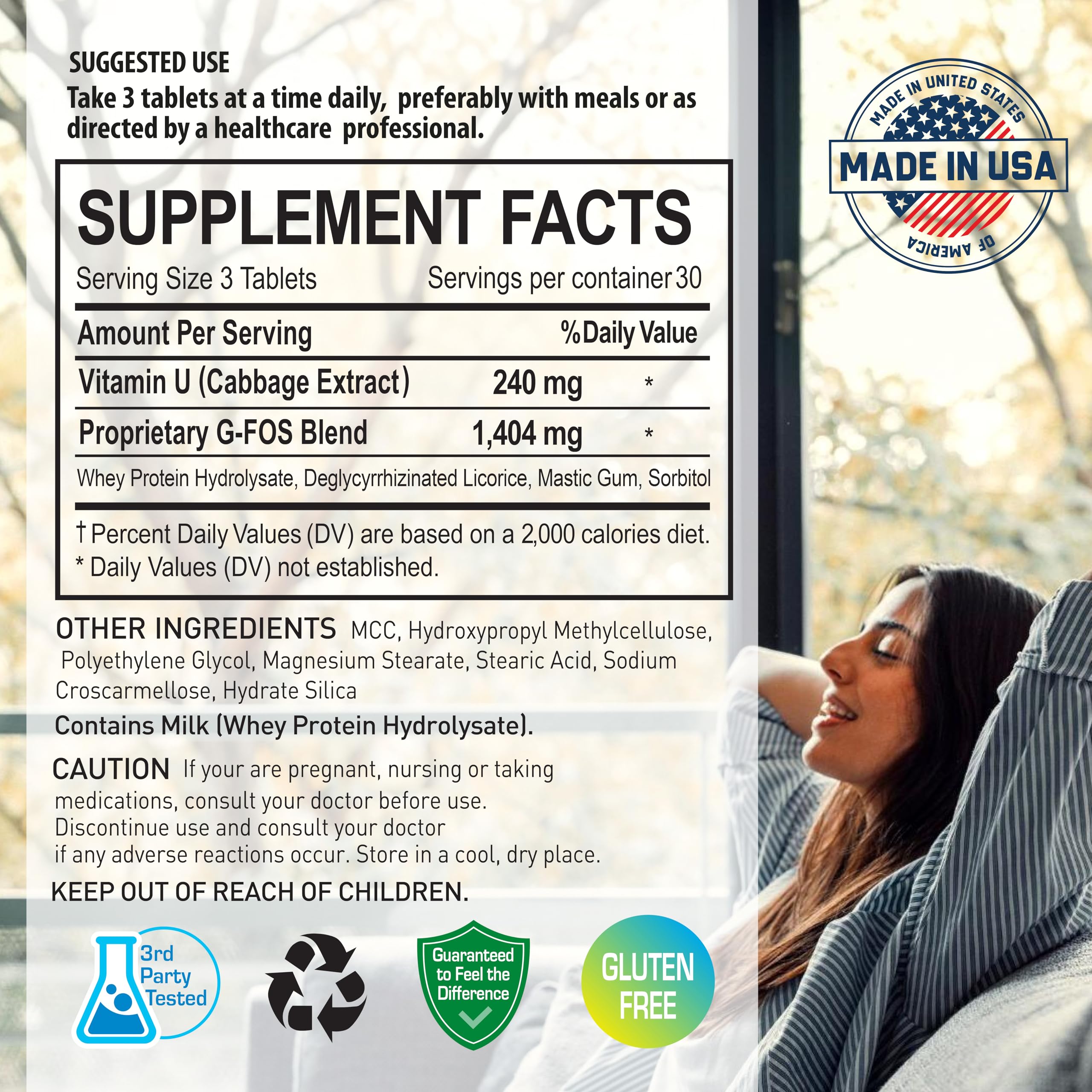 NANOWELL G-FOS Digestive Health Supplement, Vitamin U - 90 Tablets X 2 Bottles for 2 Months (180 Count) NANOWELL buy supplements canada