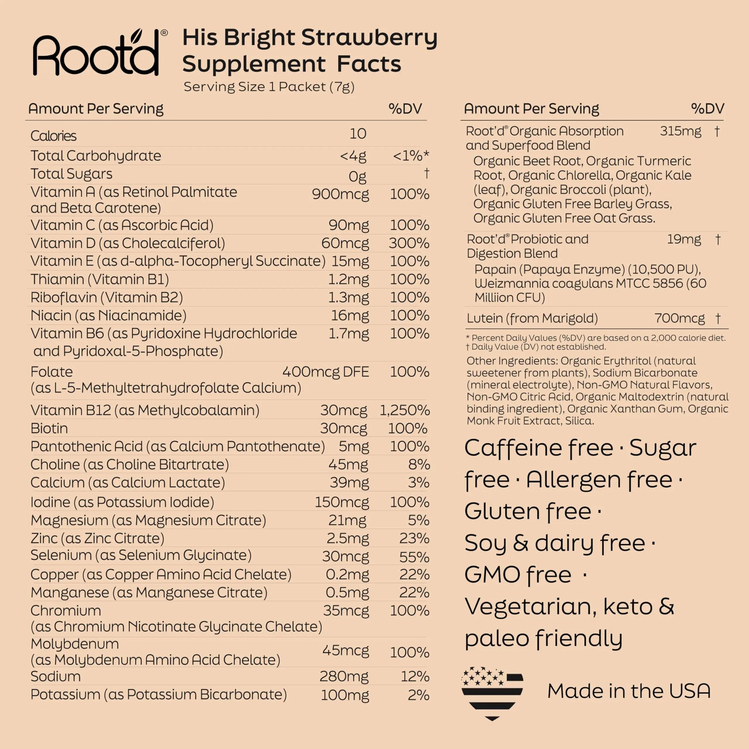 Root'd Multivitamin Powder for Men - 24 Vitamins & Minerals with 3X Electrolytes, 9 Organic Superfoods, Probiotics & Enzymes Root'd buy supplements canada