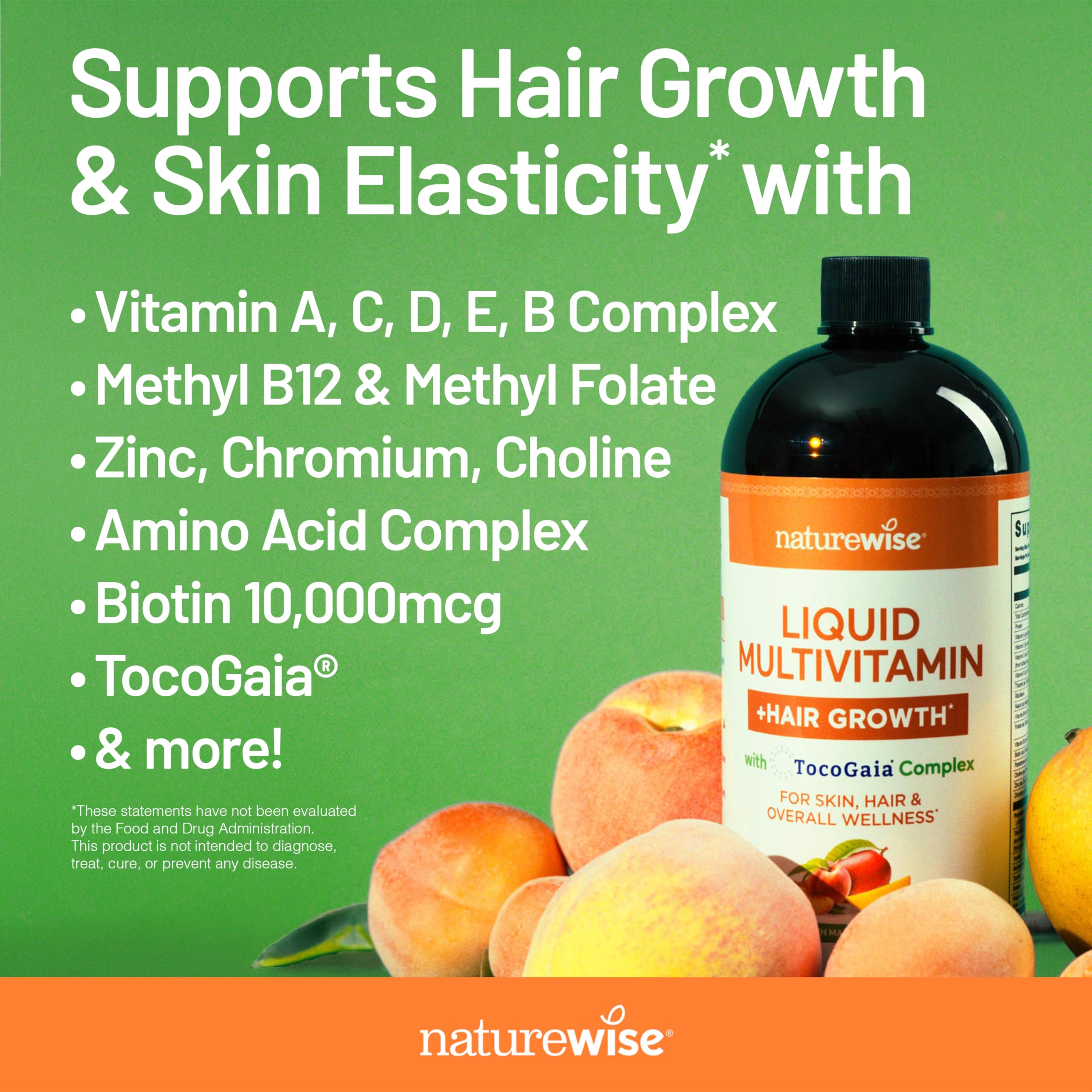 NatureWise Liquid Multivitamin Hair Growth for Women & Men + Tocogaia® for Hair Growth & Skin Elasticity Support + Biotin, Vitamin D, E, B NatureWise buy supplements canada