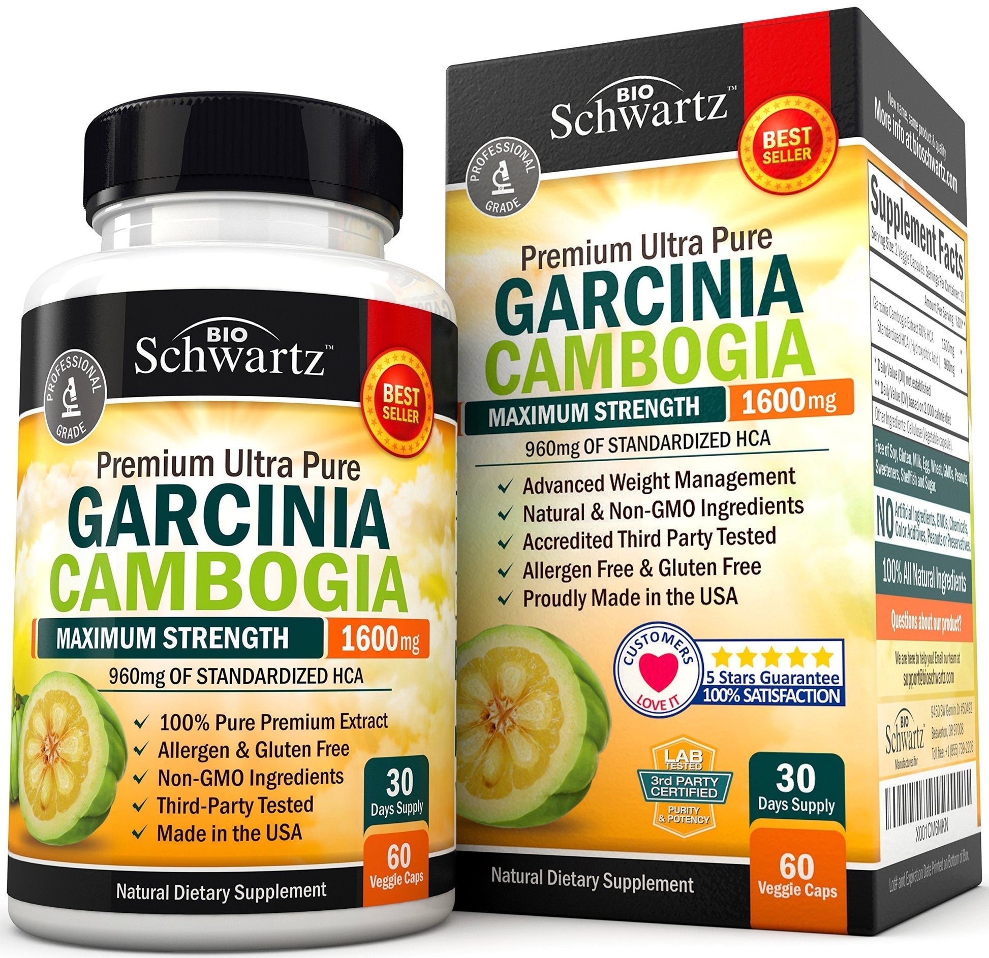 Garcinia Cambogia Weight Loss Pills - Maximum Strength Appetite Suppressant & Fat Burner BioSchwartz buy supplements canada