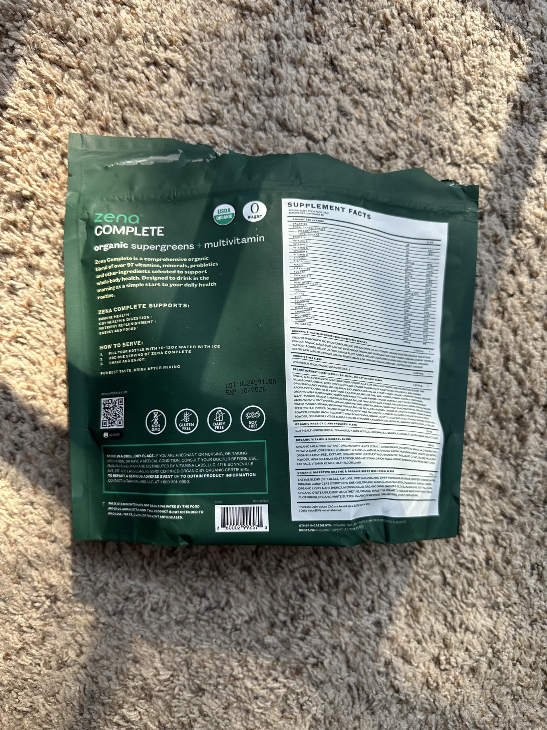 Zena Complete Organic Super Greens Powder & Multivitamin, 90+ Supergreens, Fruits, Veggies, Pre & Probiotics, Watermelon Citrus Flavor Zena Nutrition buy supplements canada