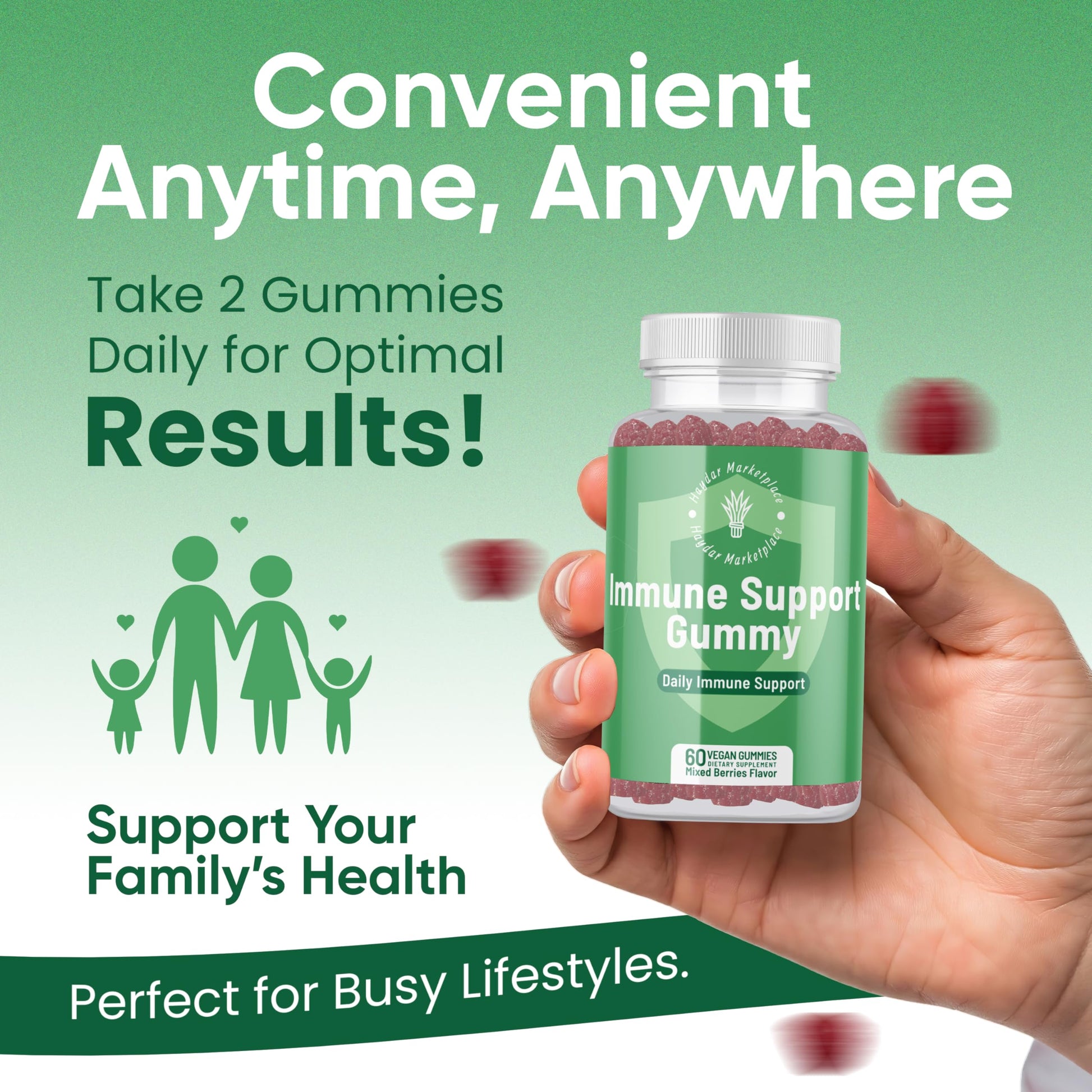 Haydar Marketplace Immune Boosters for Adults - Vegan Immune Support Gummies with Vitamins C & D, Zinc, Magnesium, Probiotics Haydar Marketplace buy supplements canada