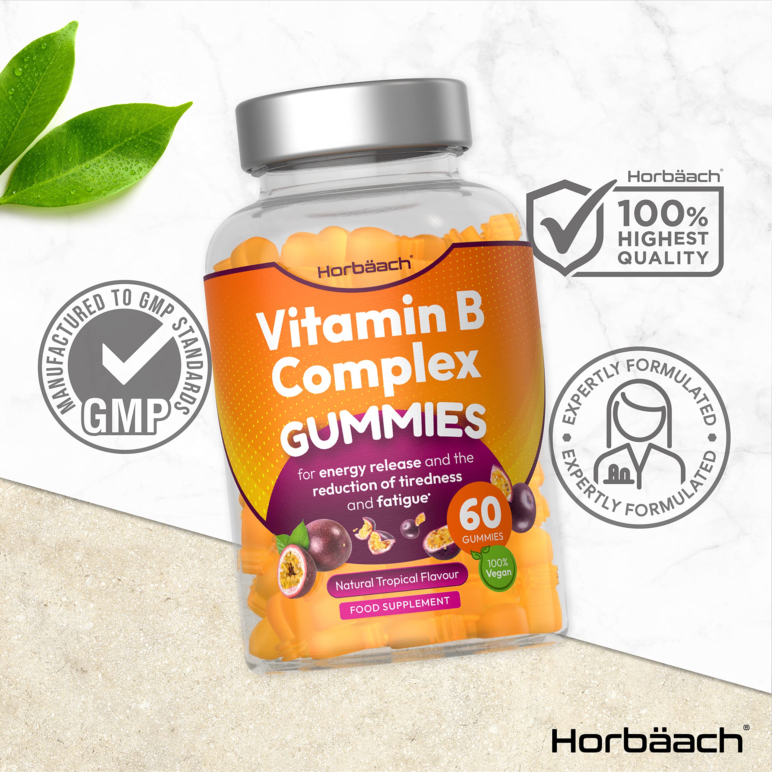 Vitamin B Complex Gummies | 60 Vegan Gummies - Tablet Alternative | High Strength B12 Horbäach buy supplements canada