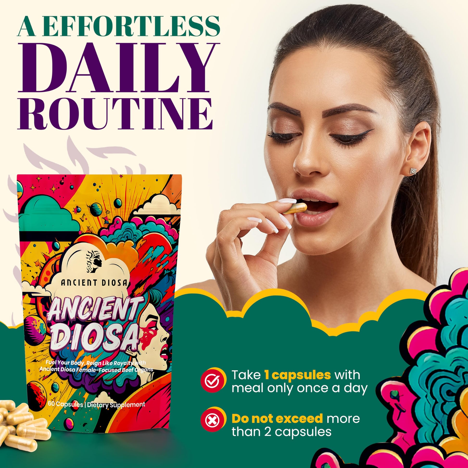 ANCIENT DIOSA Grass Fed Beef Liver Capsules - Female-Focused Organ Supplement with Liver, Heart, Ovary & Uterus - Supports Hormone Balance & Vitality, Whole Body Wellness - 60 Capsules ANCIENT DIOSA buy supplements canada