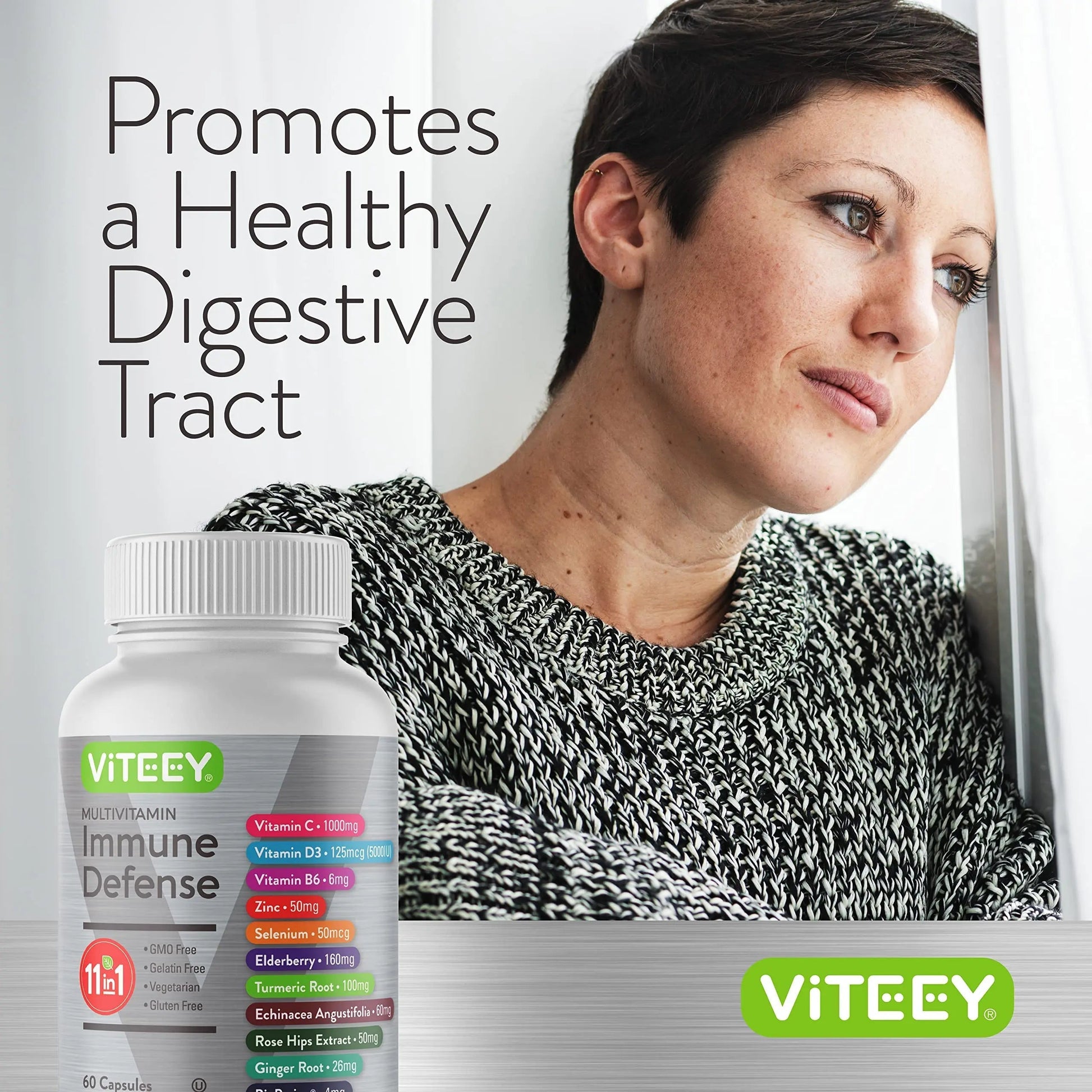 VITEEY 11 in 1 Immune Support Supplement - Immune Defense with Vitamin D3, B6, Echinacea, Turmeric, Rose-HIPS, Selenium Viteey buy supplements canada