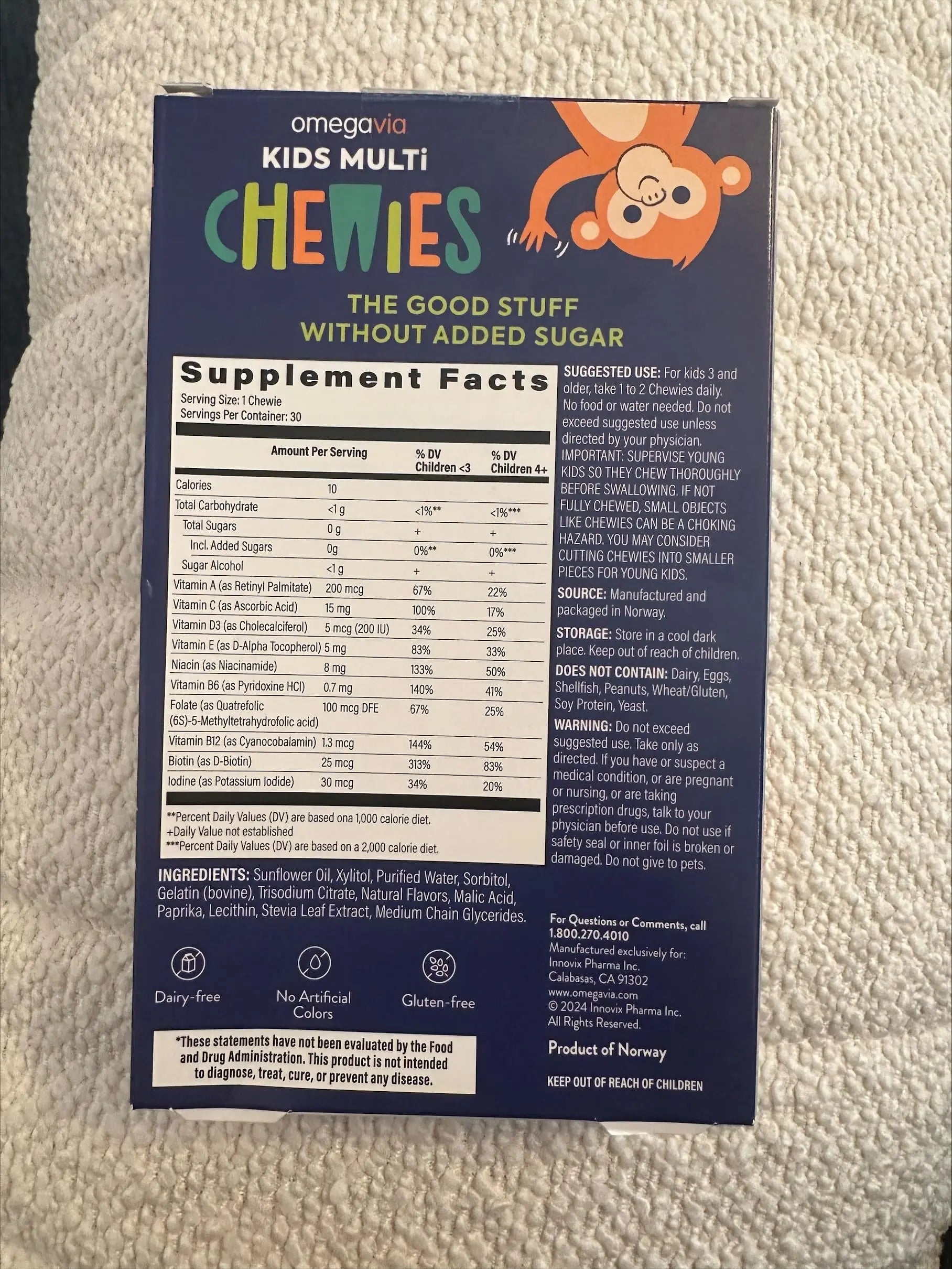 OmegaVia Sugar Free Kids Multivitamin Chewies - Daily Chewable Gummy Vitamins for Kids 3+ OmegaVia buy supplements canada