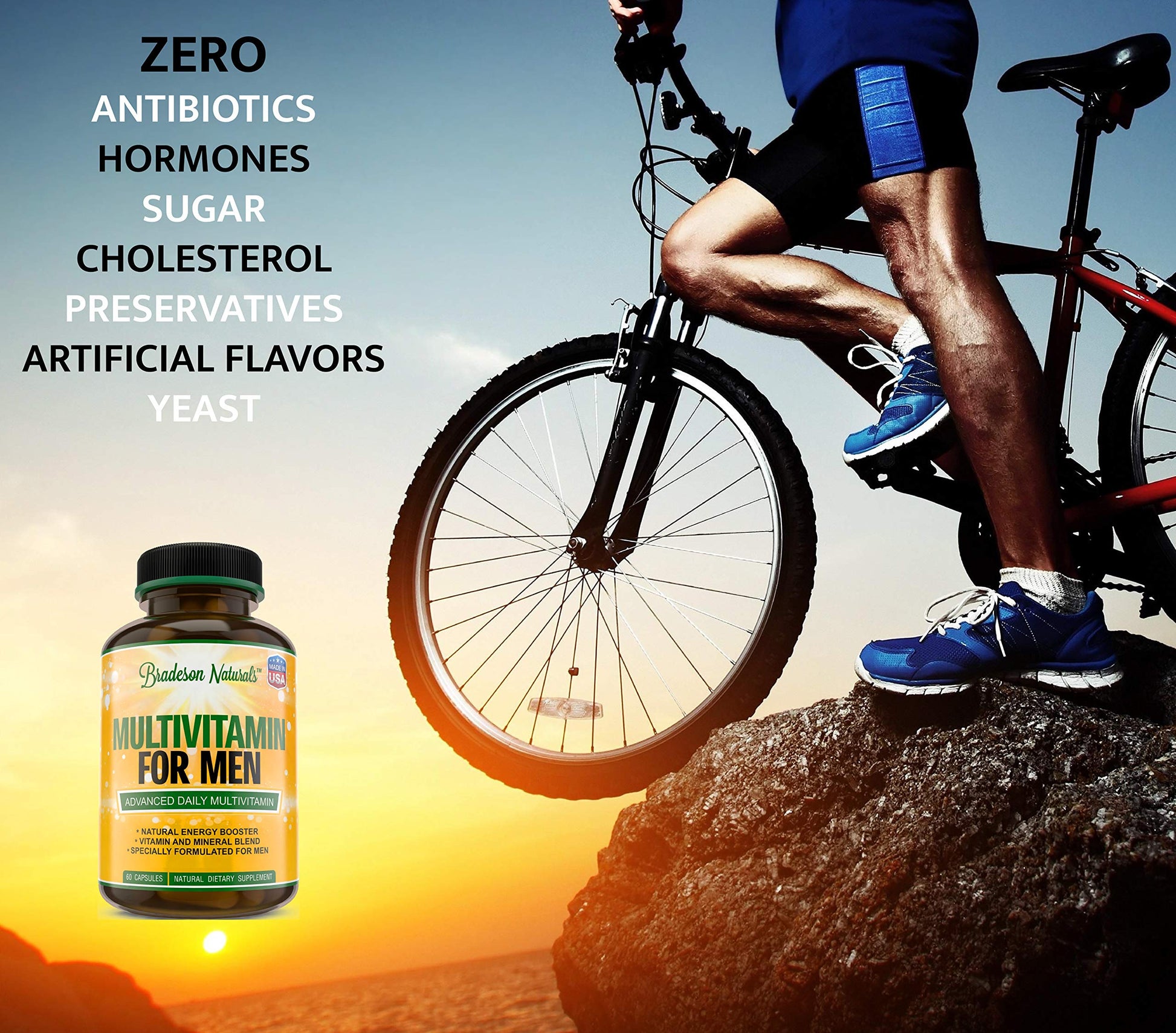 Bradeson Naturals Men's Multivitamin Supplement for Energy, Focus and Performance. Mens Vitamins A, C, D, E & B12, Zinc, Calcium, Magnesium & More. Multi Vitamin 60 Capsules Made in The USA Bradeson Naturals buy supplements canada